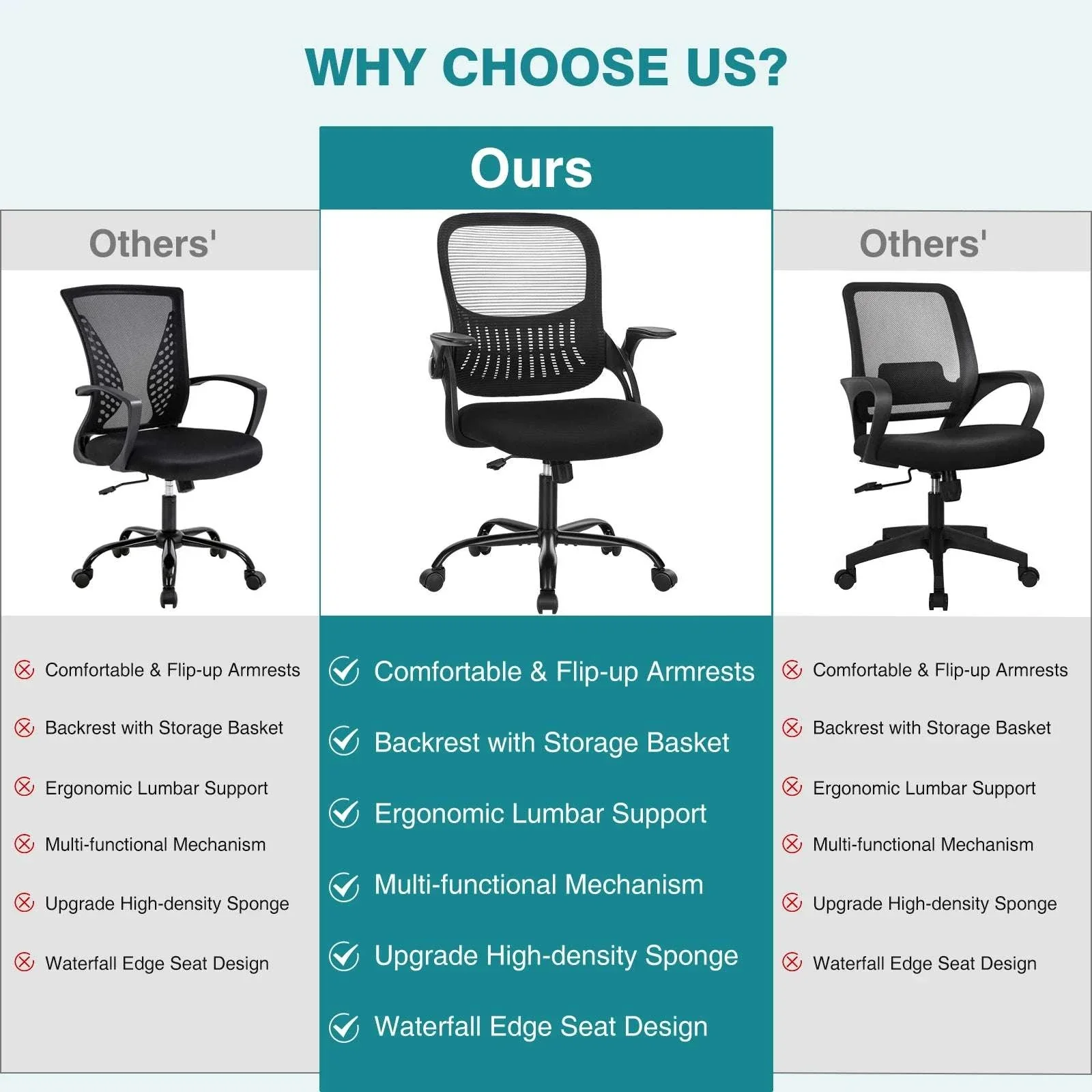 Ergonomic Mesh Office Chair with Lumbar Support & Adjustable Height - Image 15