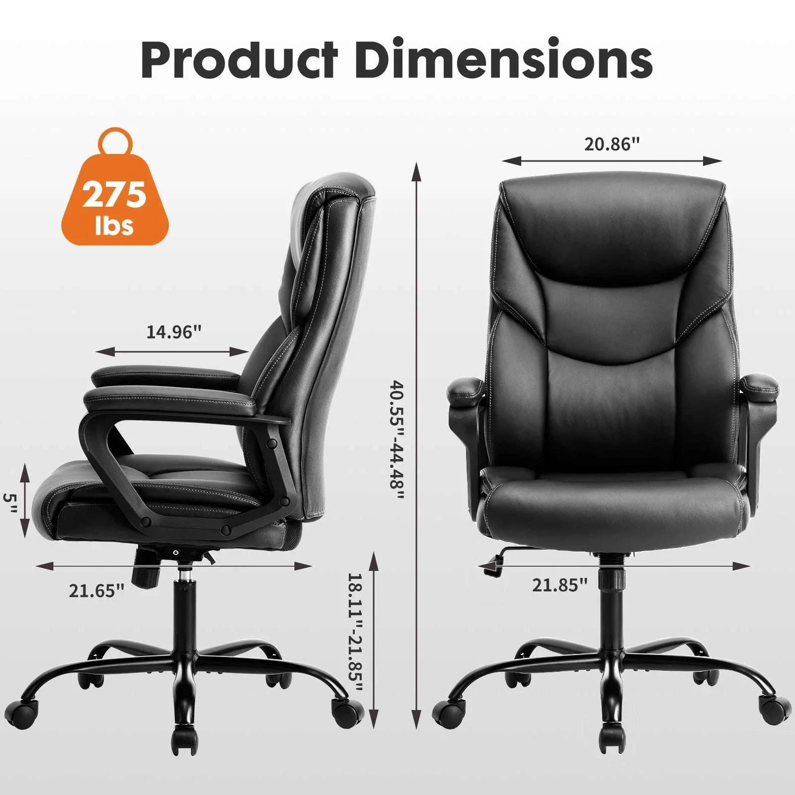 Ergonomic Office Chair with Flip-Up Arms PU Leather Swivel Seat - Image 19