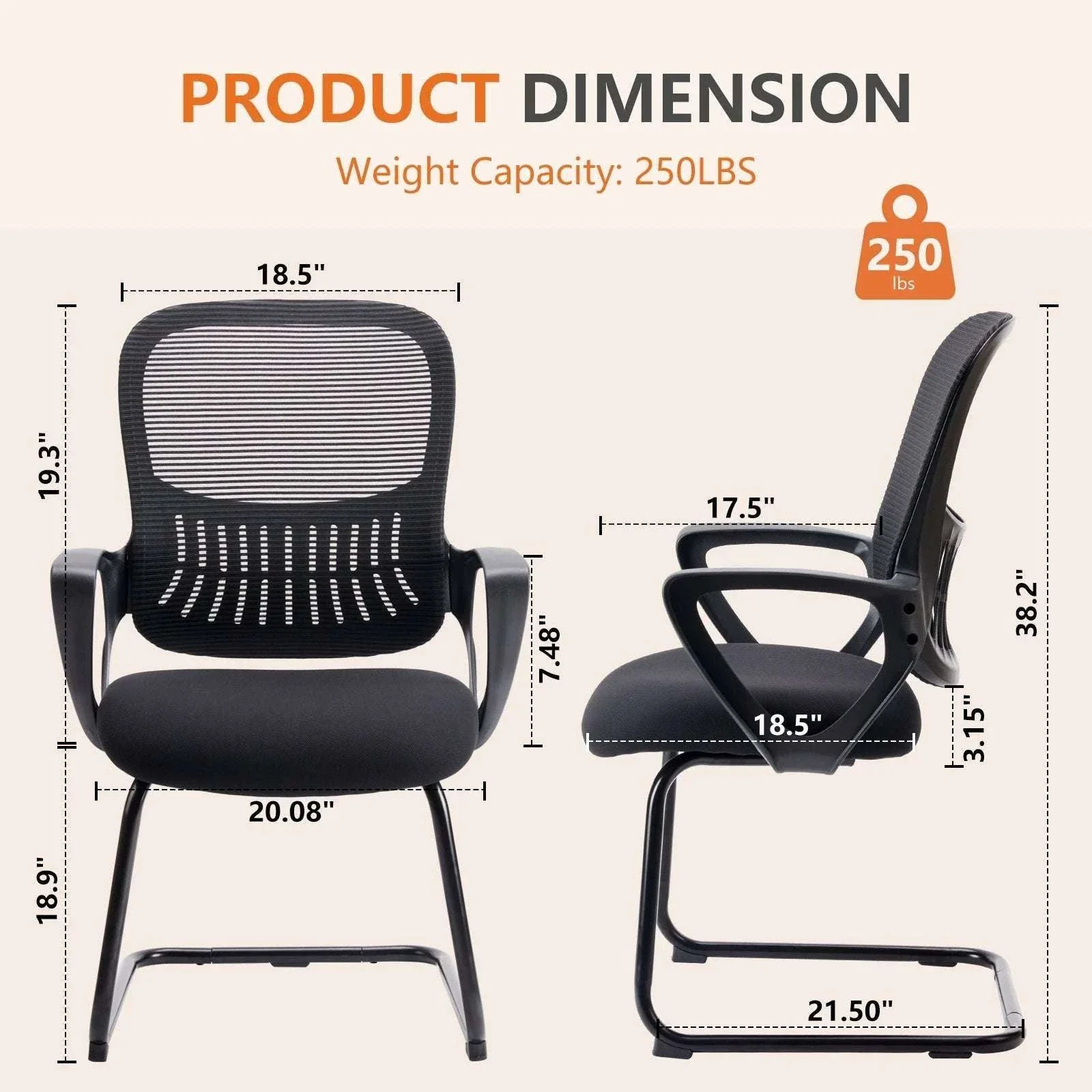 Ergonomic Office Chair No Wheels with Mesh Lumbar Support - Image 2