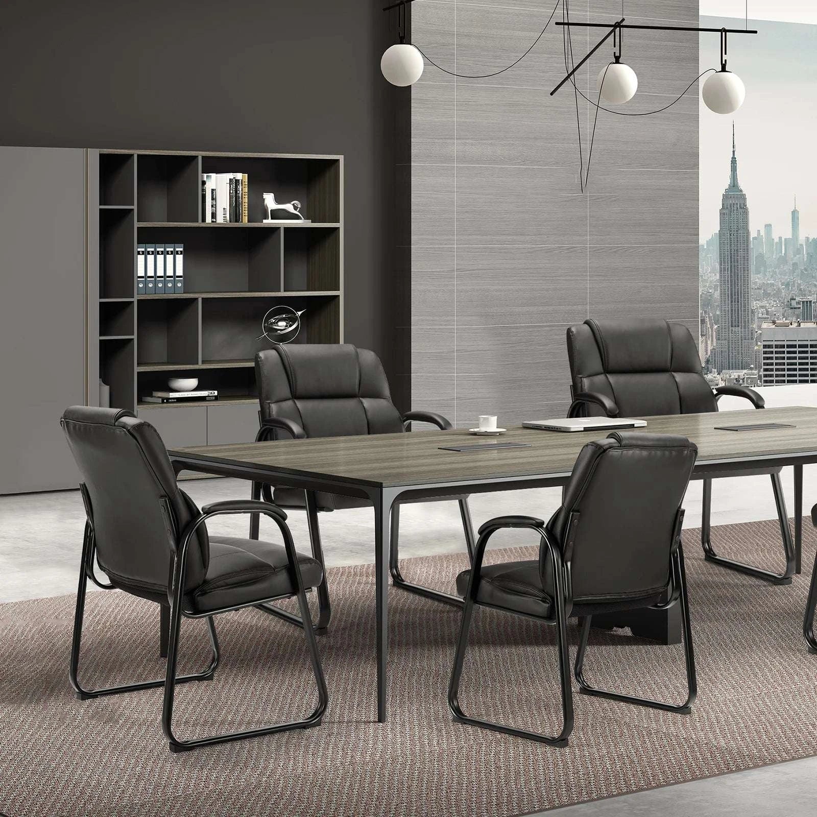 Ergonomic PU Leather Office Guest Chair with Padded Arms and Backrest - Image 11