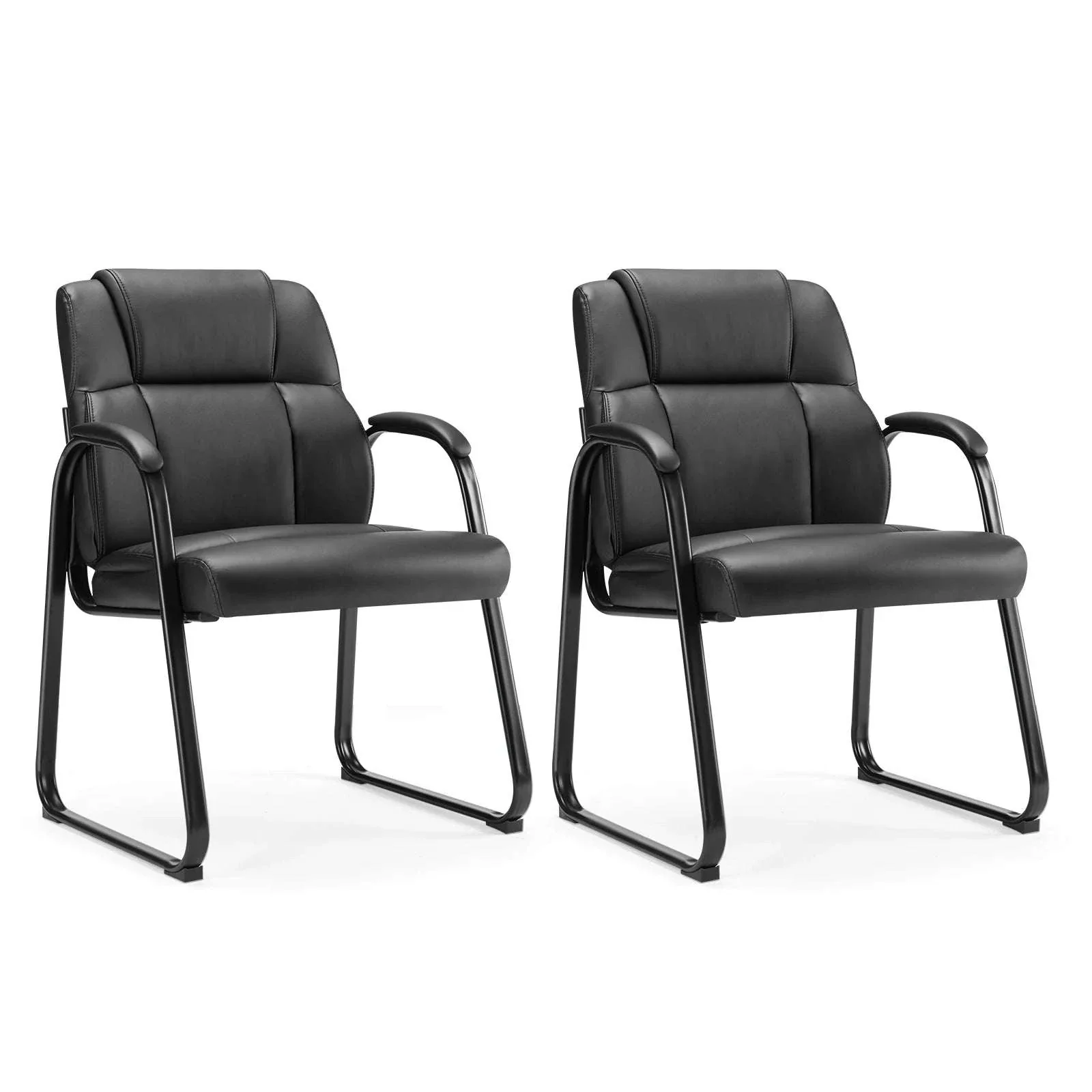Ergonomic PU Leather Office Guest Chair with Padded Arms and Backrest - Image 13