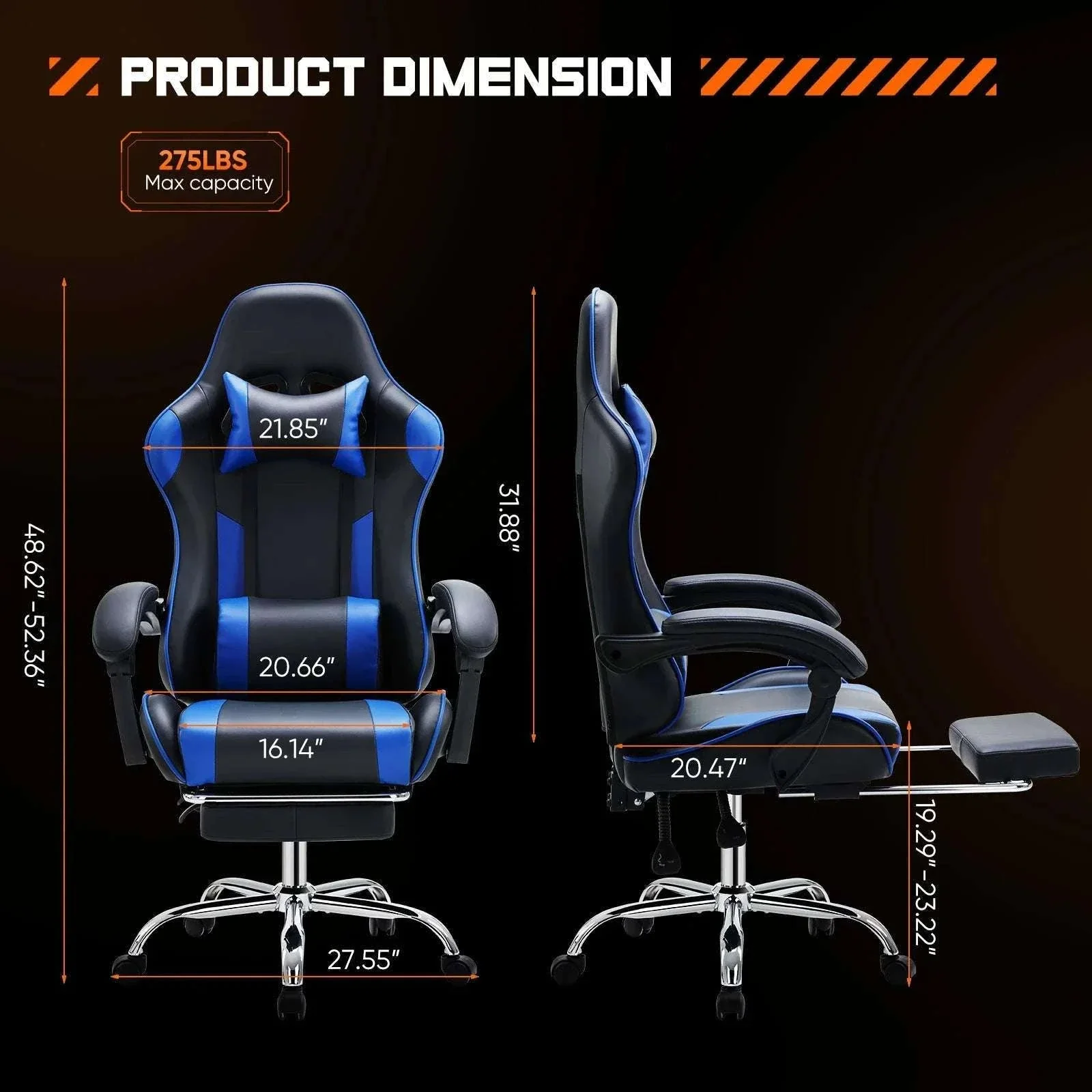 Ergonomic Racing Gaming Chair with Lumbar Support and Flip-Up Arms - Image 3