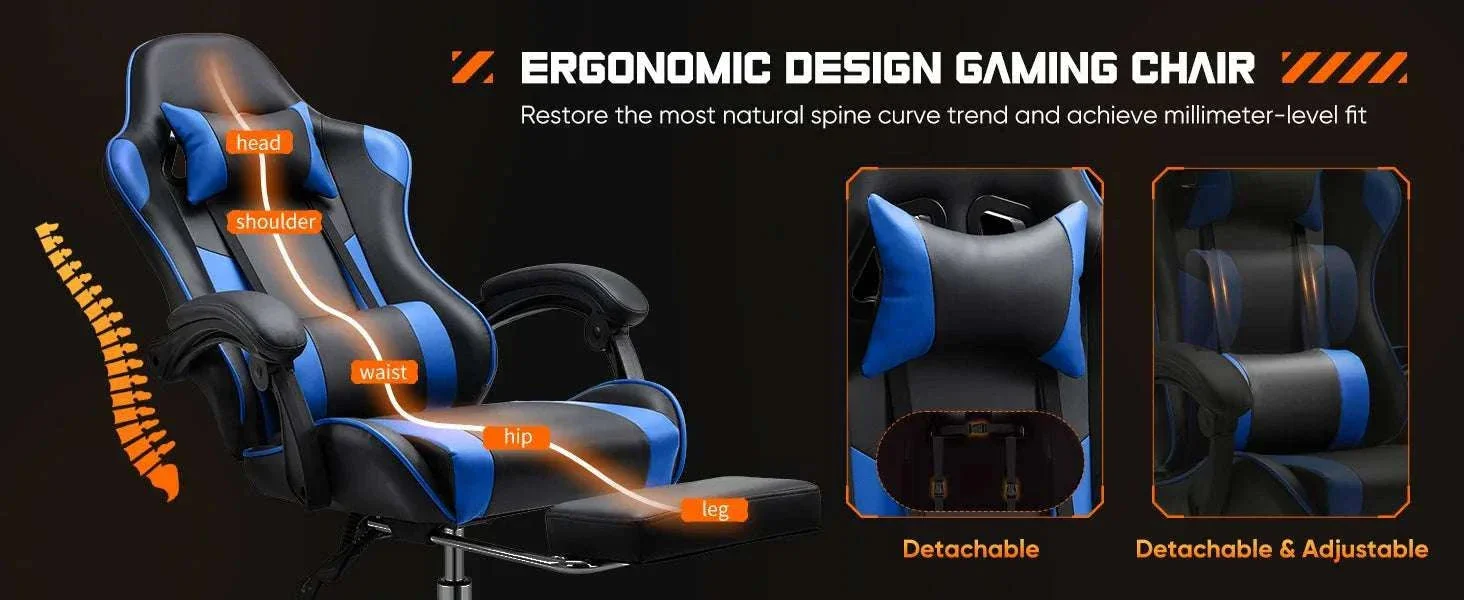 Ergonomic Racing Gaming Chair with Lumbar Support and Flip-Up Arms - Image 7
