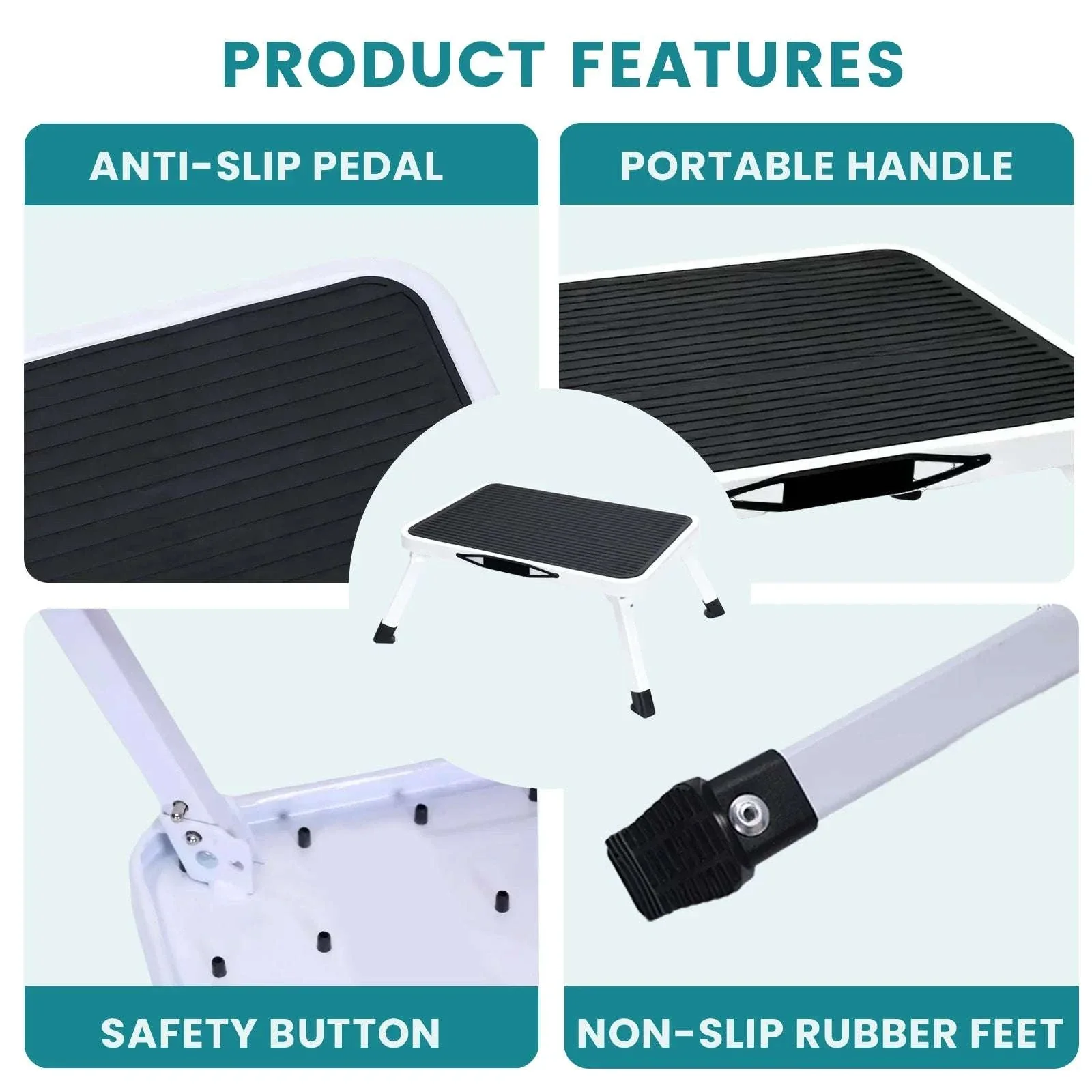 Foldable 1-Step Ladder with Non-Slip Platform and 330 lbs Capacity - Image 2