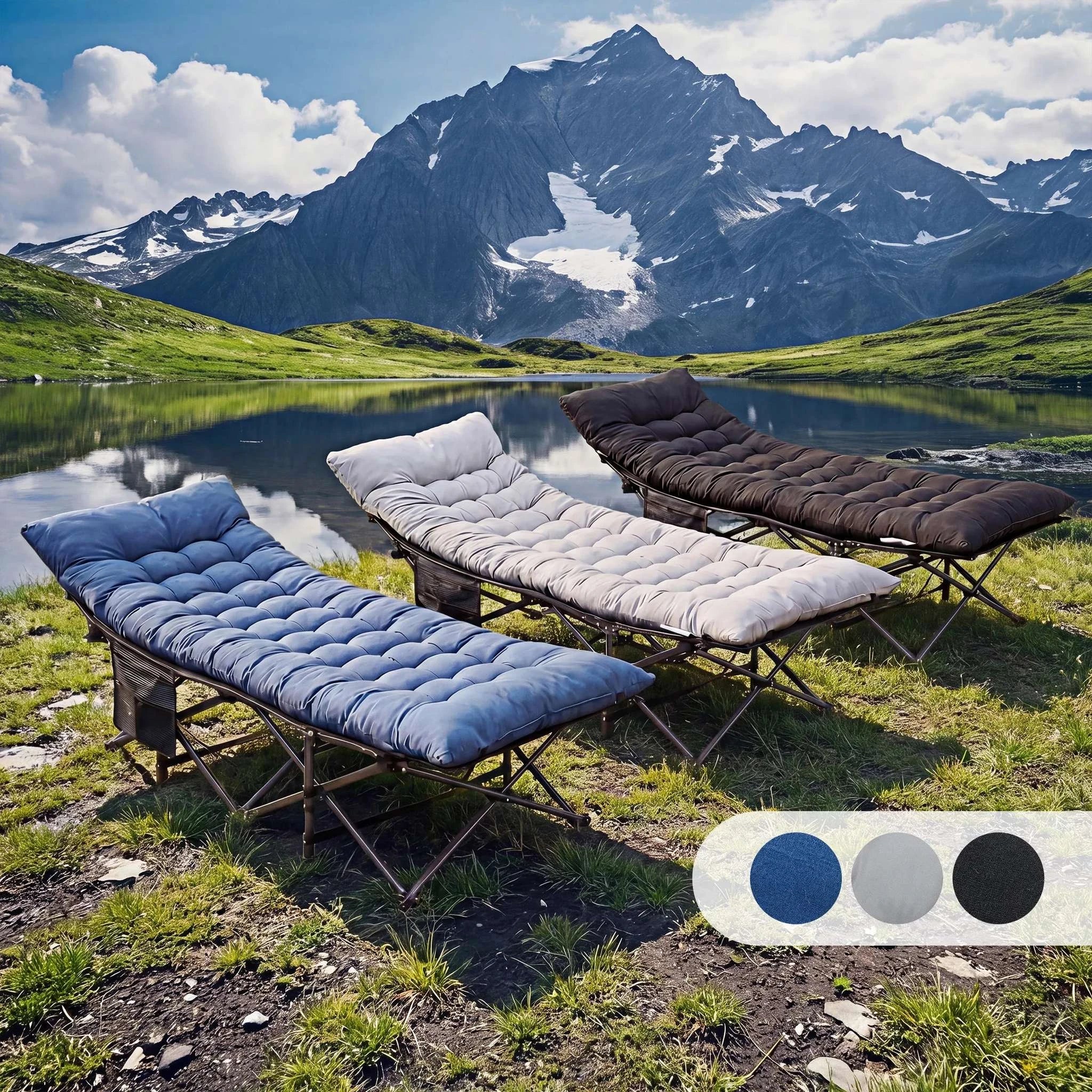 Folding Camping Cot Bed with 3.5'' Cushion & 440 lbs Support - Image 7