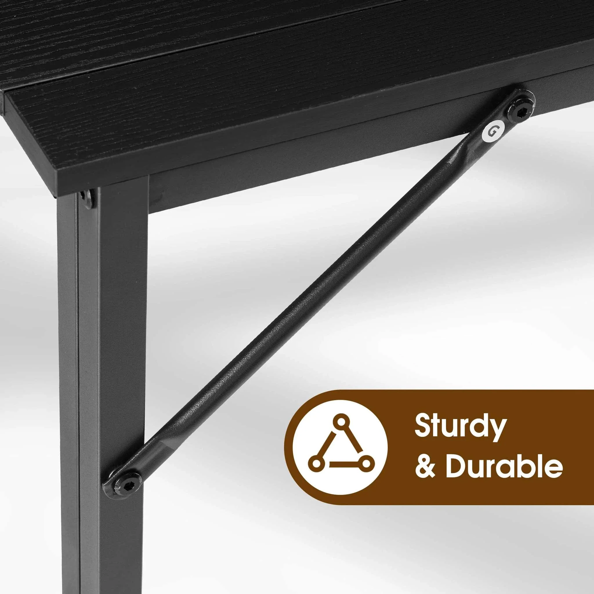 31.5" Folding Office Desk Compact Wooden Workstation with Metal Frame - Image 4