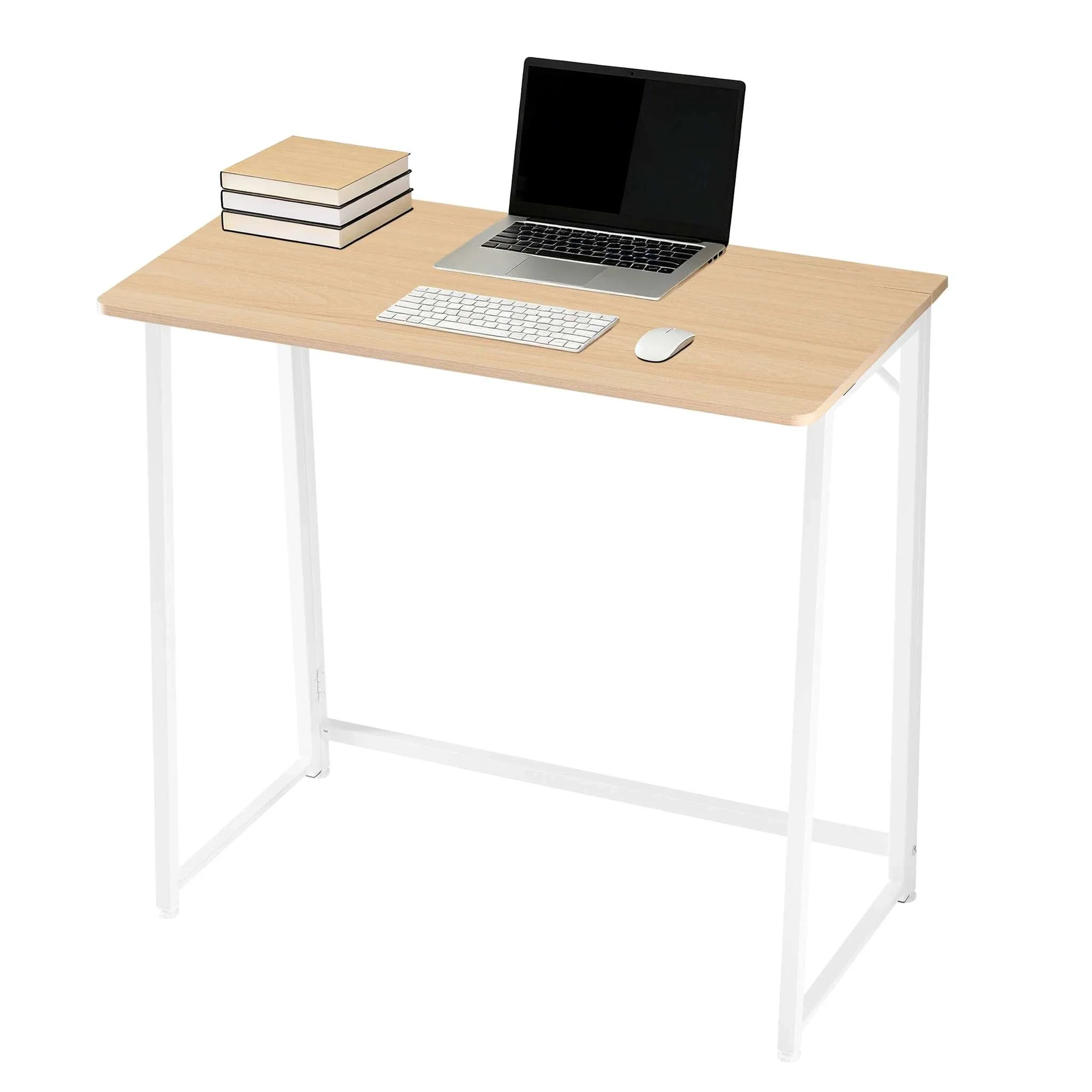 31.5" Folding Office Desk Compact Wooden Workstation with Metal Frame - Image 7