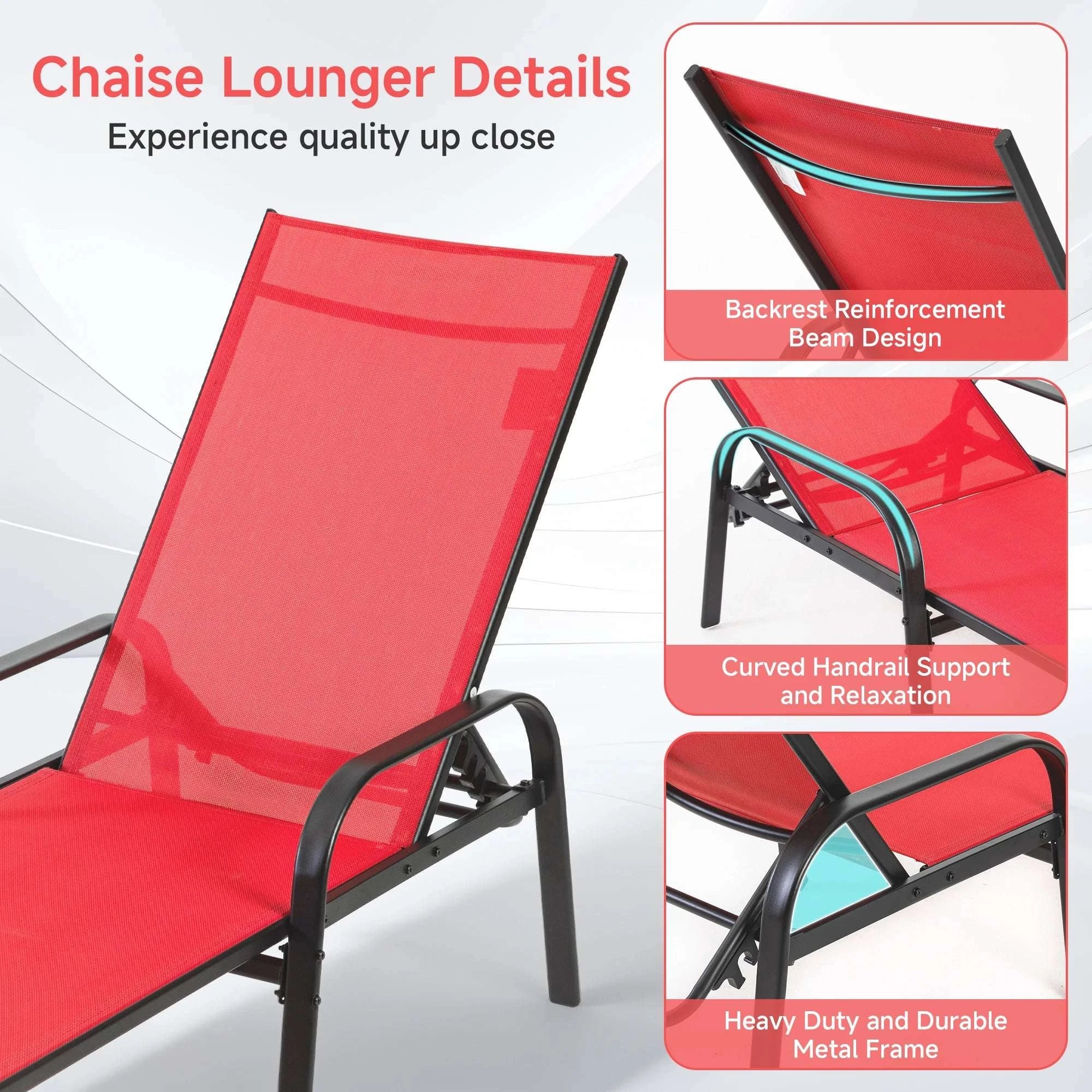 Folding Outdoor Recliner Chair with 5 Positions and Armrests - Image 4