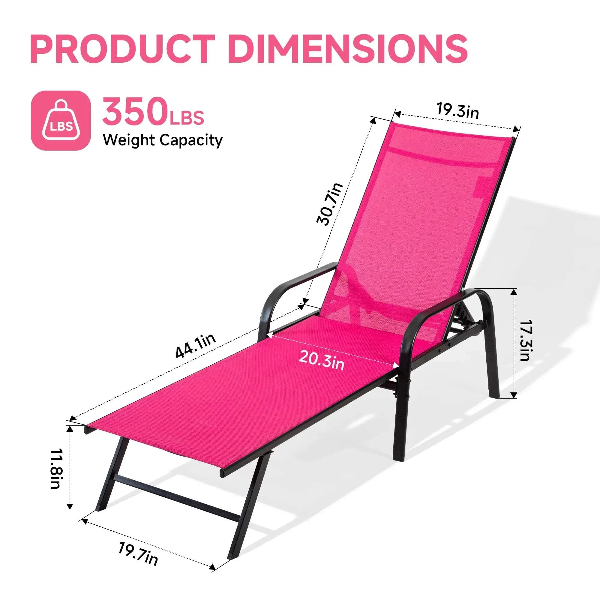 Folding Outdoor Recliner Chair with 5 Positions and Armrests - Image 9