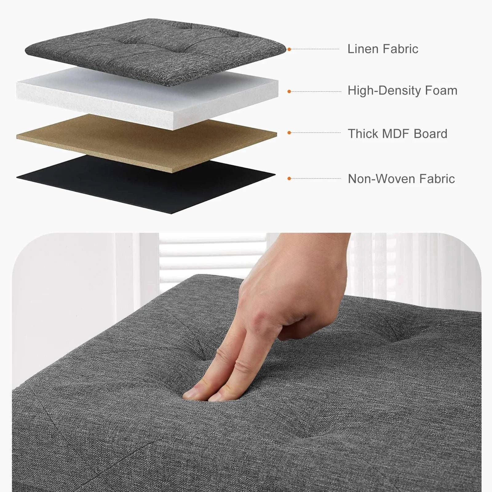 Folding Storage Ottoman Bench with Hidden Toy Box & Cushion Seat - Image 12