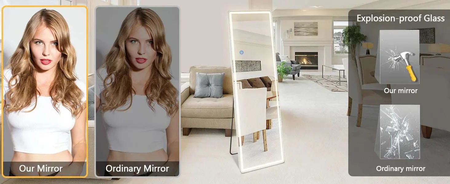 64" x 21" Full Length Floor Mirror with Aluminum Frame - Image 11