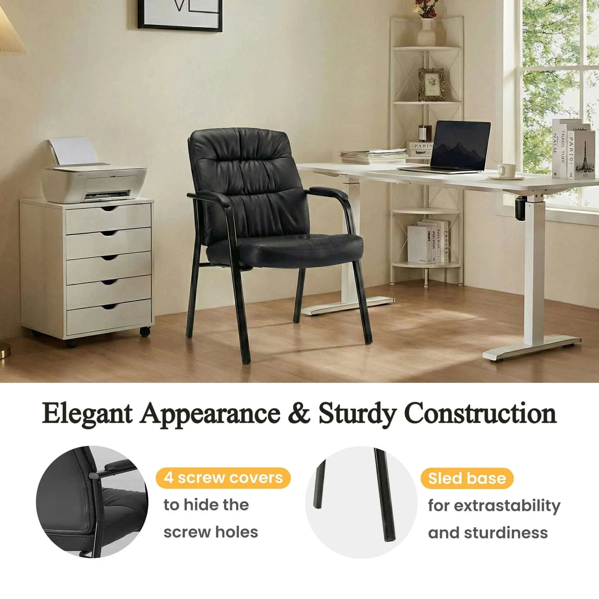 Ergonomic PU Leather Office Chair with Lumbar Support 500lb Capacity - Image 6