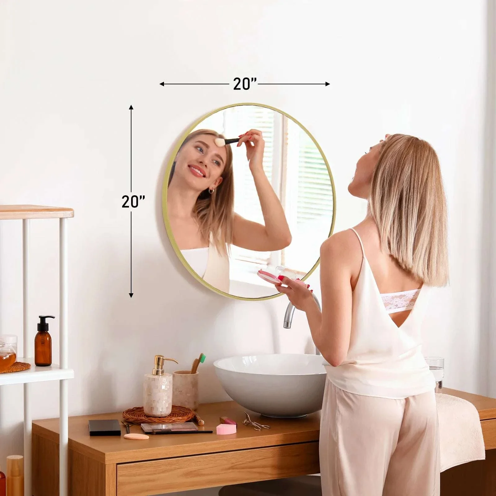 30-Inch Round Gold Framed Wall Mirror with Tempered Glass - Image 10