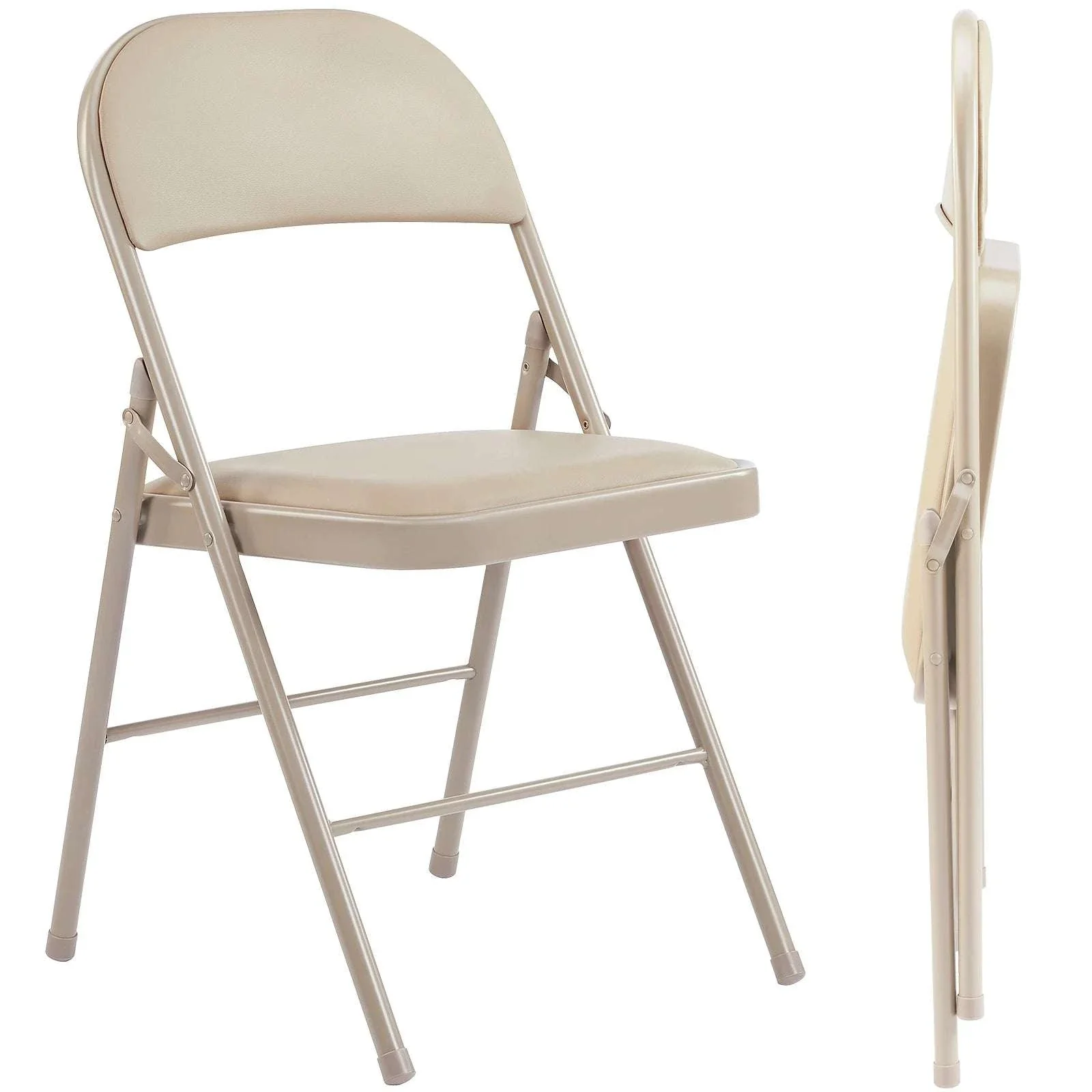 Leather Padded Folding Chairs 2 Pack with Metal Frame - Image 10