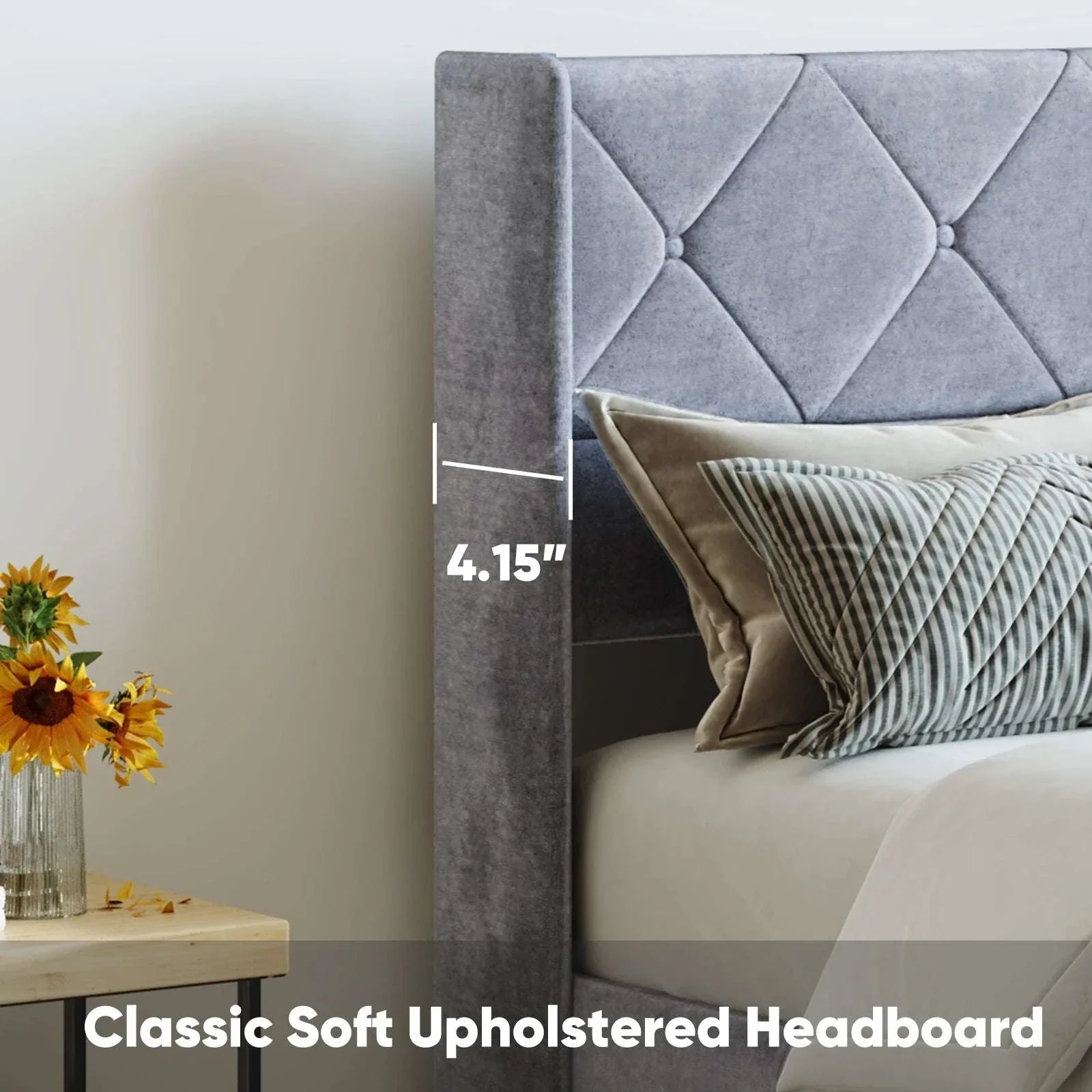 Lift-Up Storage Bed Frame with Upholstered Wingback Headboard - Image 5