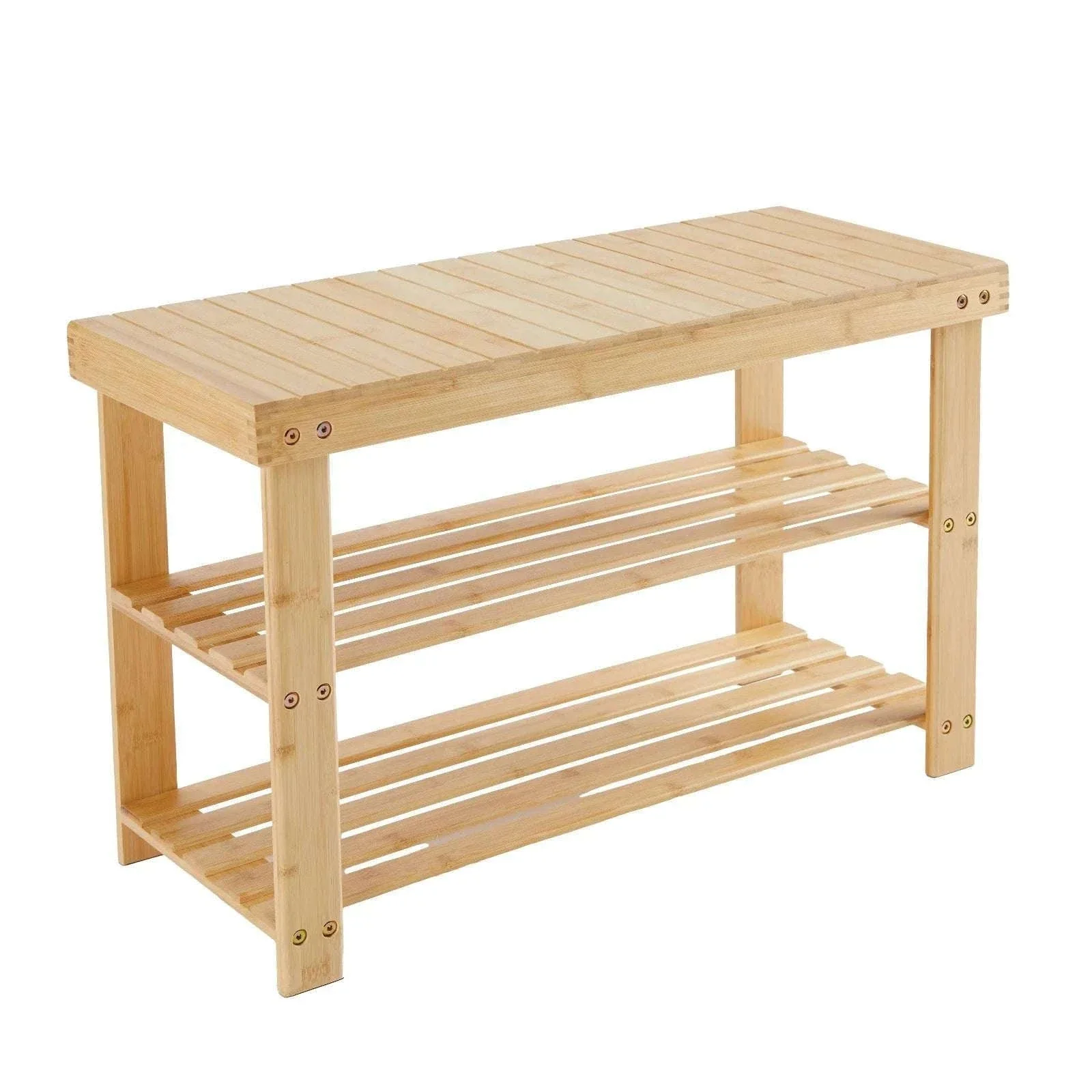 3-Tier Bamboo Shoe Rack Bench with Storage Holds 286 lb - Image 11