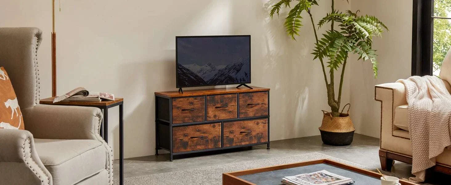 5-Drawer Fabric Dresser with Metal Frame Storage Cabinet - Image 9