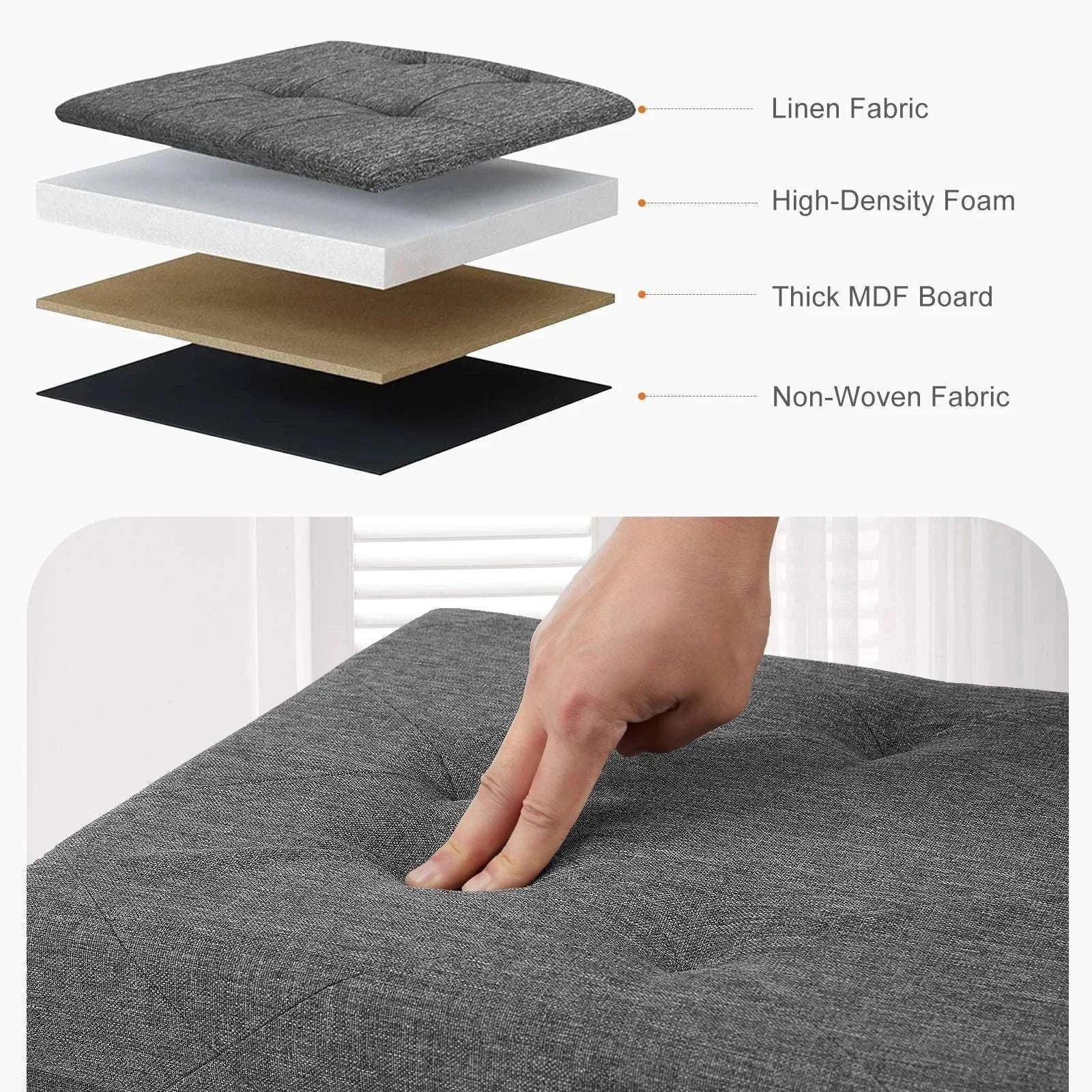 Storage Ottoman Bench with Hidden Toy Box Linen Stool 43in - Image 3