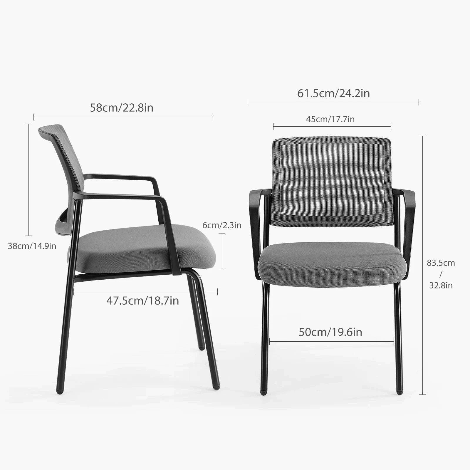 Mesh Back Stacking Office Chairs Set of 2 with Arms - Image 14