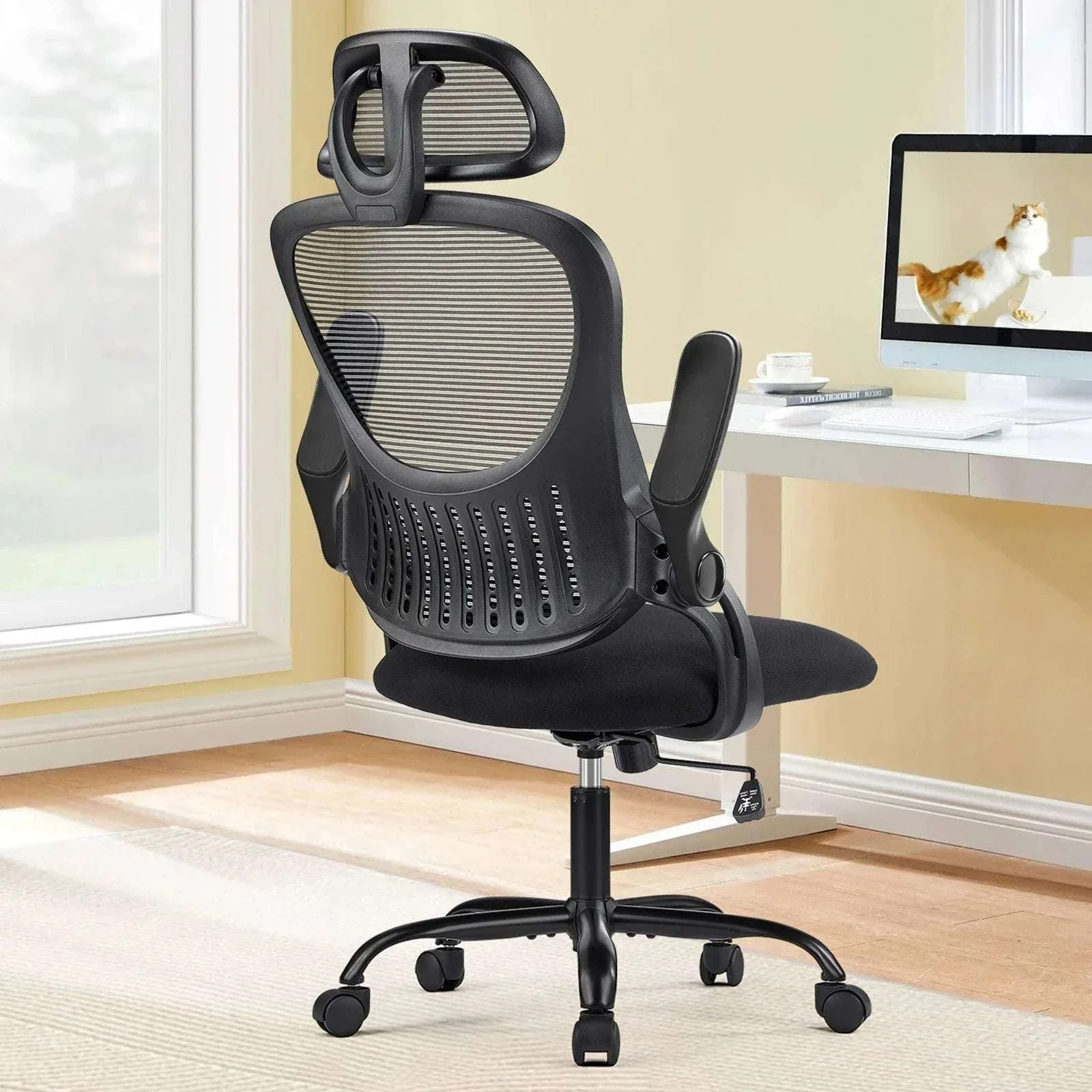 Ergonomic Mesh Office Chair with Lumbar Support, Headrest & Flip Arms - Image 15