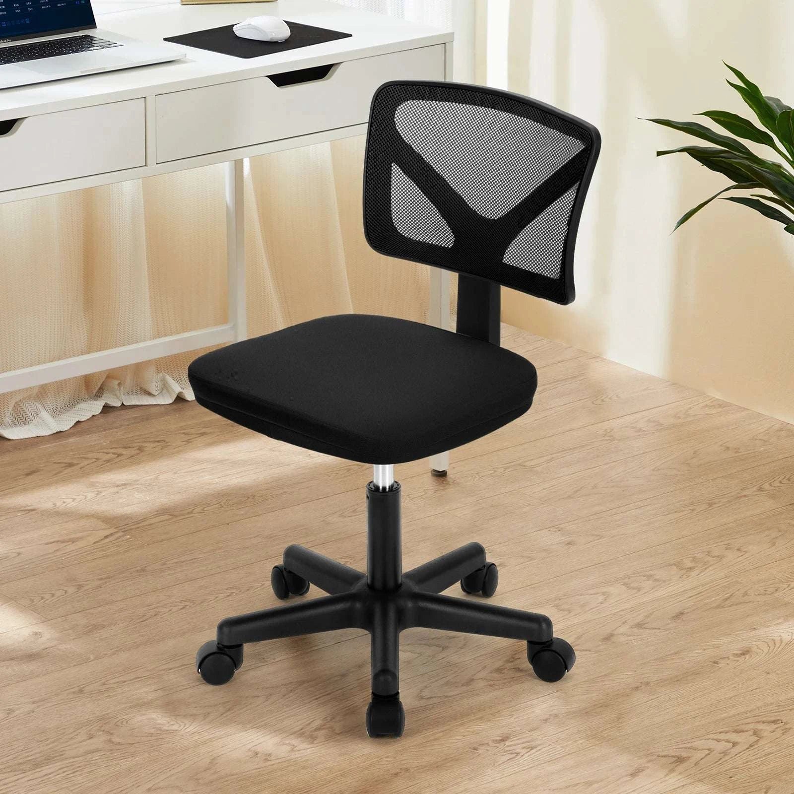 Mesh Armless Office Chair with Lumbar Support & Adjustable Height - Image 11