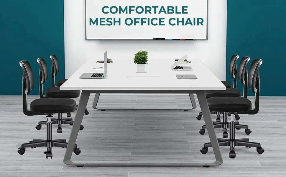 Mesh Armless Office Chair with Lumbar Support & Adjustable Height - Image 7