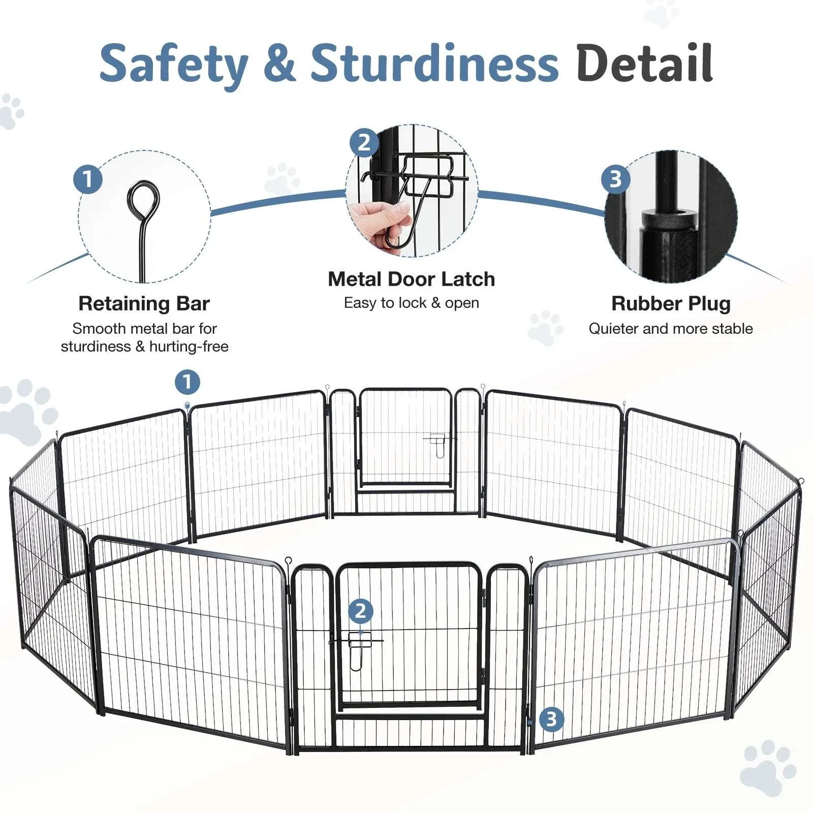 Metal Dog Playpen with Door 12 Panels Foldable Indoor Outdoor - Image 9