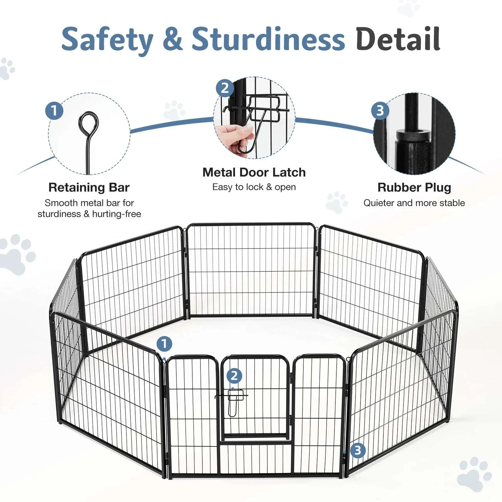 8-Panel Metal Dog Playpen Foldable Pet Fence with Door - Image 10