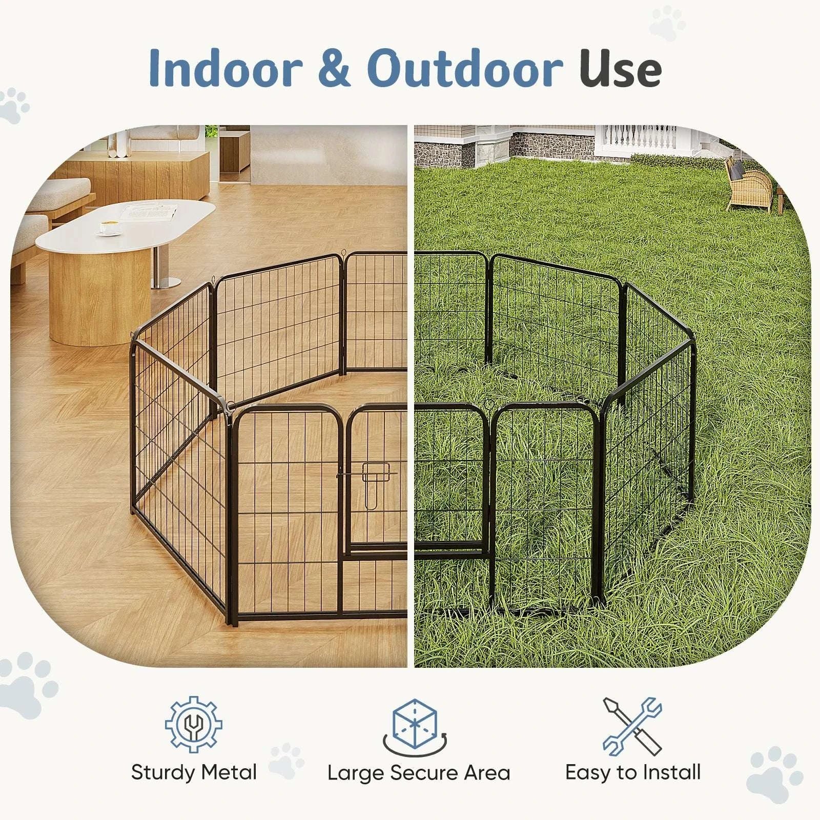 8-Panel Metal Dog Playpen Foldable Pet Fence with Door - Image 11