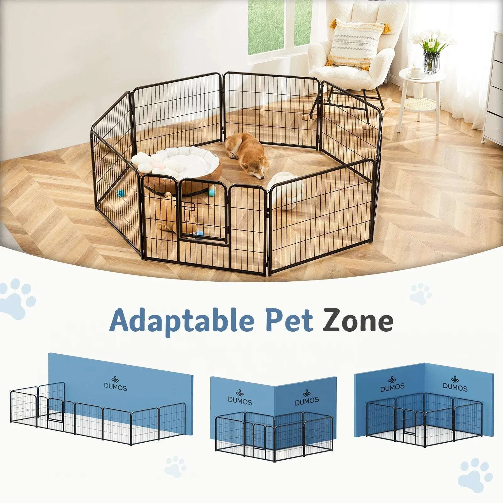 8-Panel Metal Dog Playpen Foldable Pet Fence with Door - Image 4