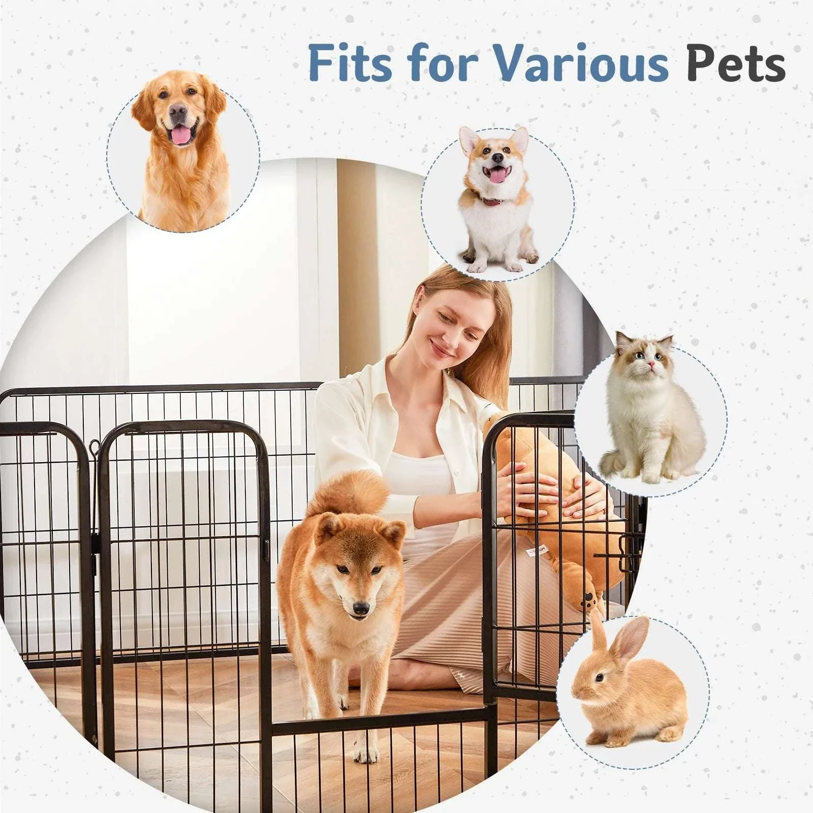 8-Panel Metal Dog Playpen Foldable Pet Fence with Door - Image 5
