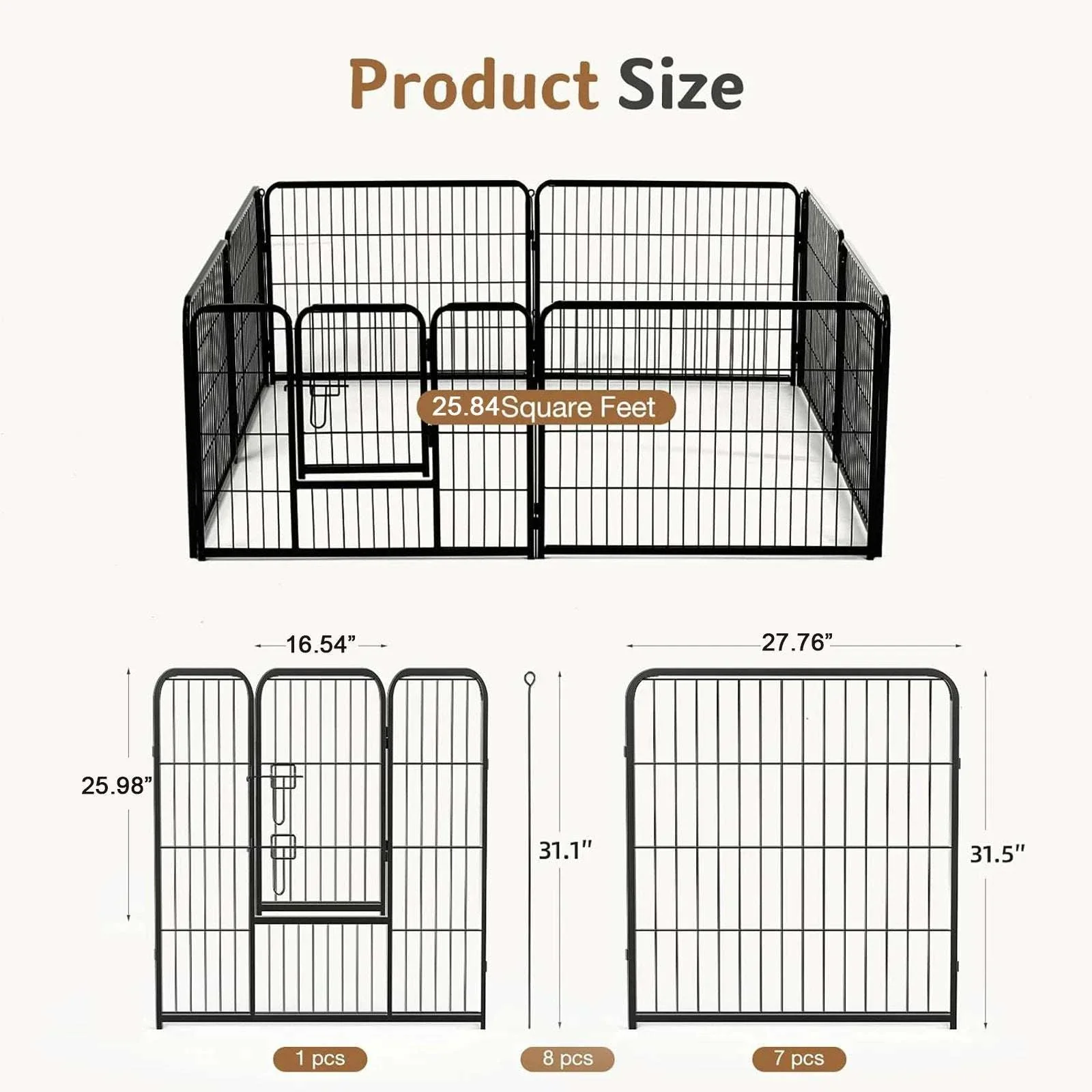 8-Panel Metal Dog Playpen Foldable Pet Fence with Door - Image 7