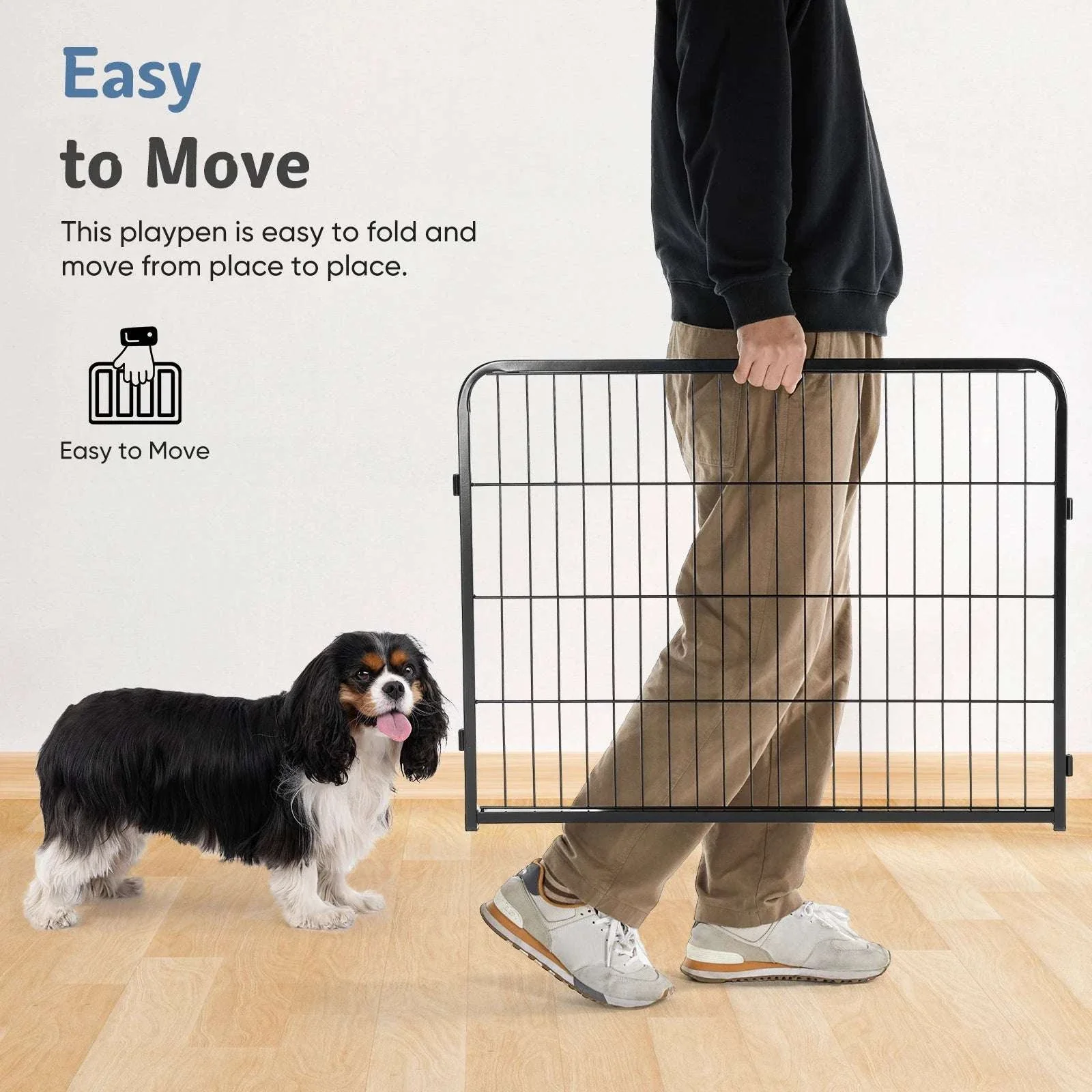 8-Panel Metal Dog Playpen Foldable Pet Fence with Door - Image 8