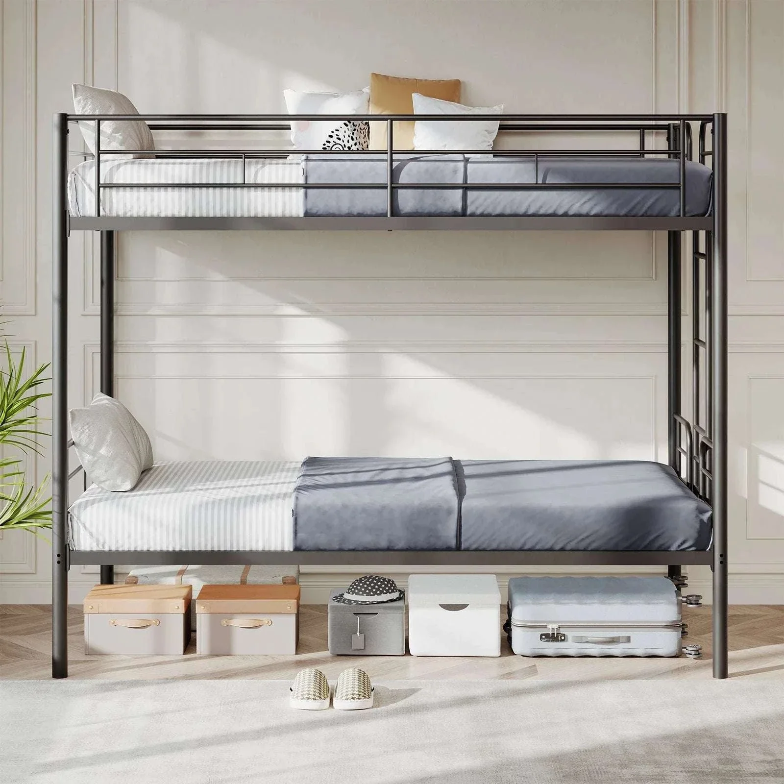 Heavy Duty Metal Bunk Bed Frame with Ladder & Guardrails - Image 2
