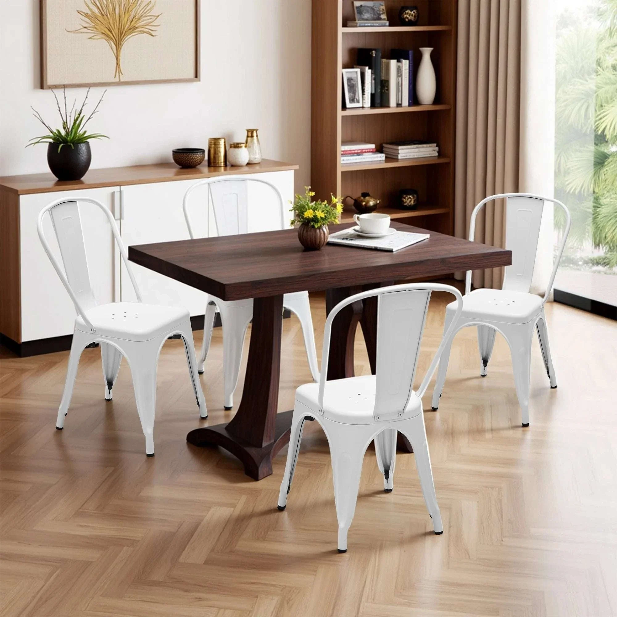 Metal Dining Chairs Stackable Indoor Outdoor 300LBS Capacity - Image 10
