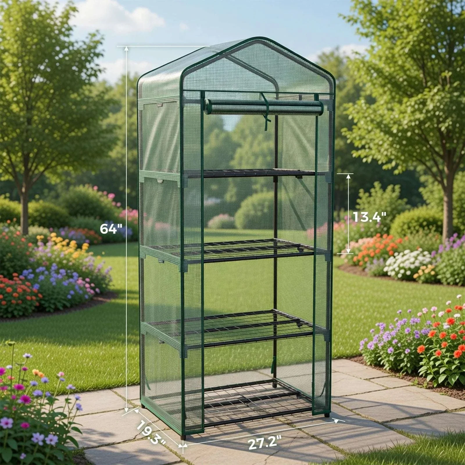 30-Inch Mini Greenhouse with PE Cover Multi-Tier Plant Rack - Image 12
