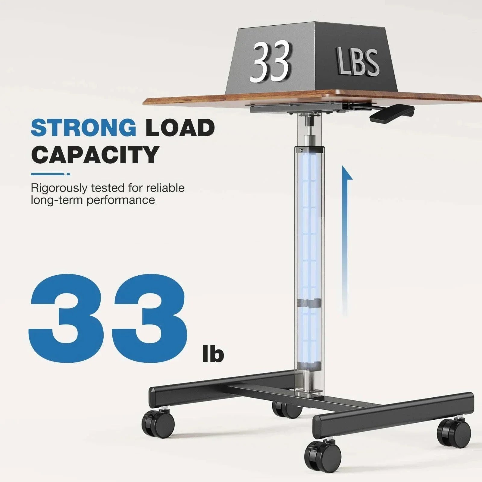Adjustable Mobile Standing Desk Laptop Table with Wheels - Image 2
