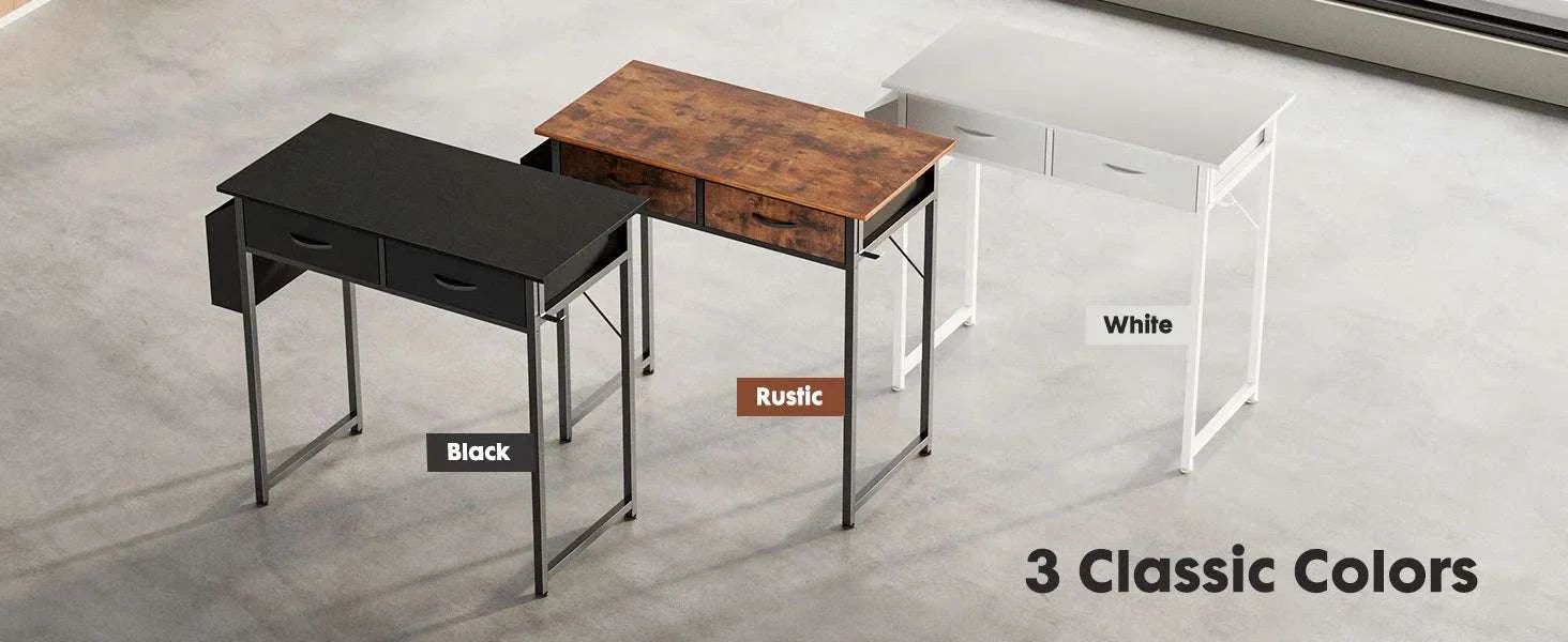 32-Inch Modern Office Desk with Fabric Drawers and Side Storage Bag - Image 9