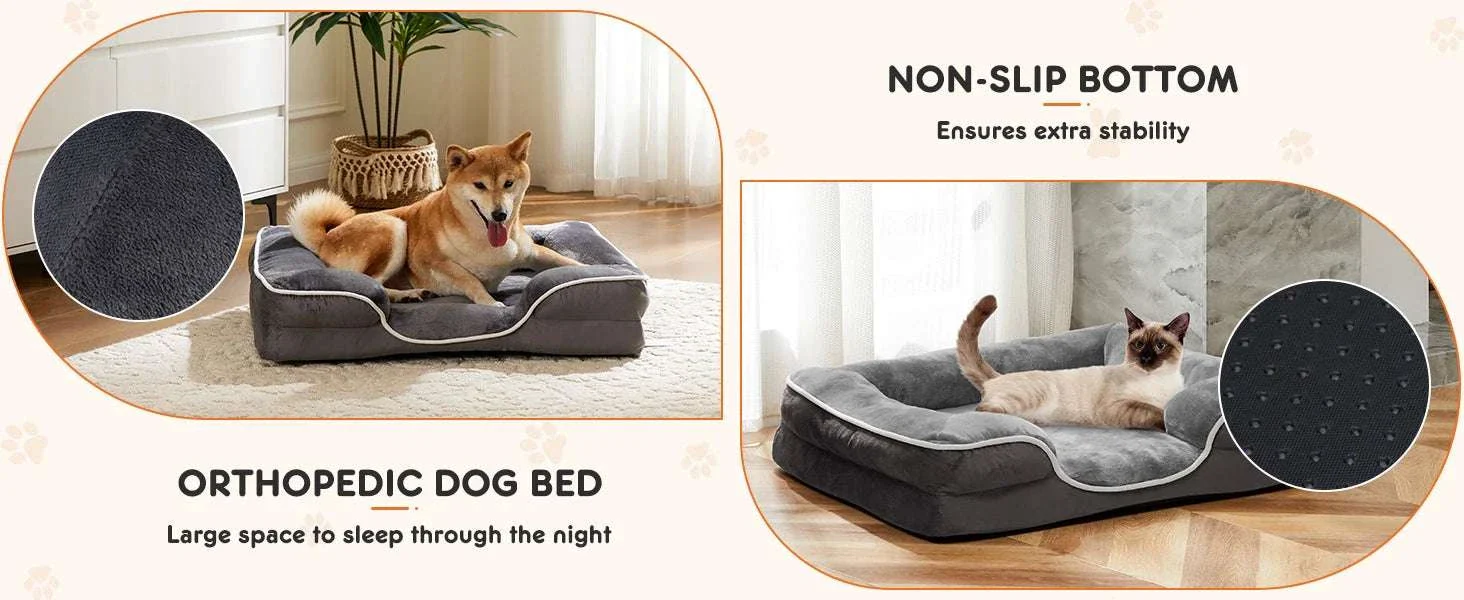 Orthopedic Memory Foam Dog Bed with Washable Cover & Non-Slip Base - Image 10