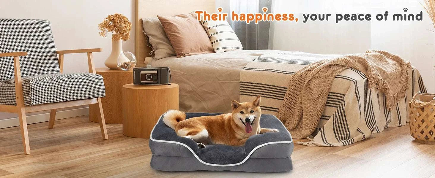 Orthopedic Memory Foam Dog Bed with Washable Cover & Non-Slip Base - Image 11