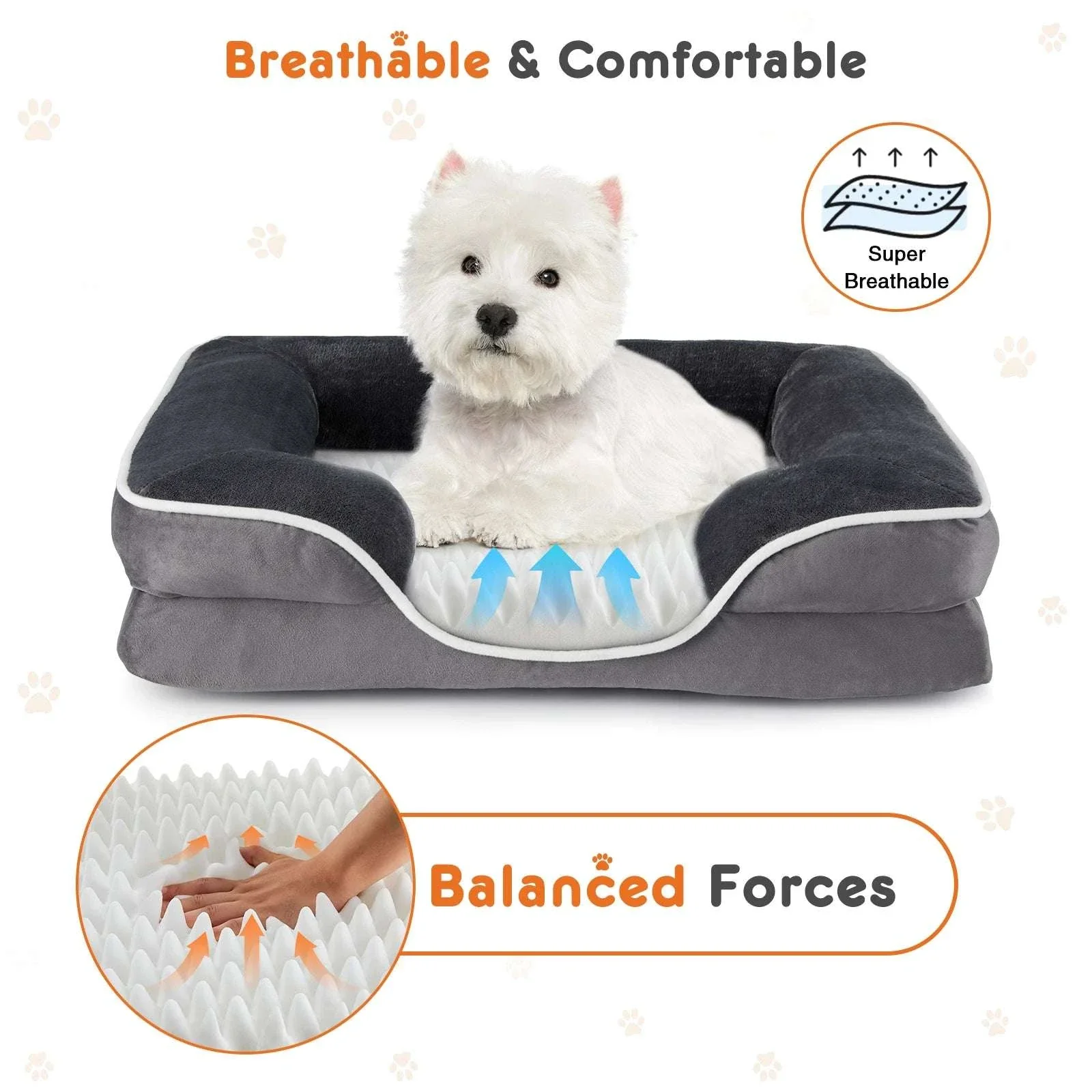 Orthopedic Memory Foam Dog Bed with Washable Cover & Non-Slip Base - Image 2