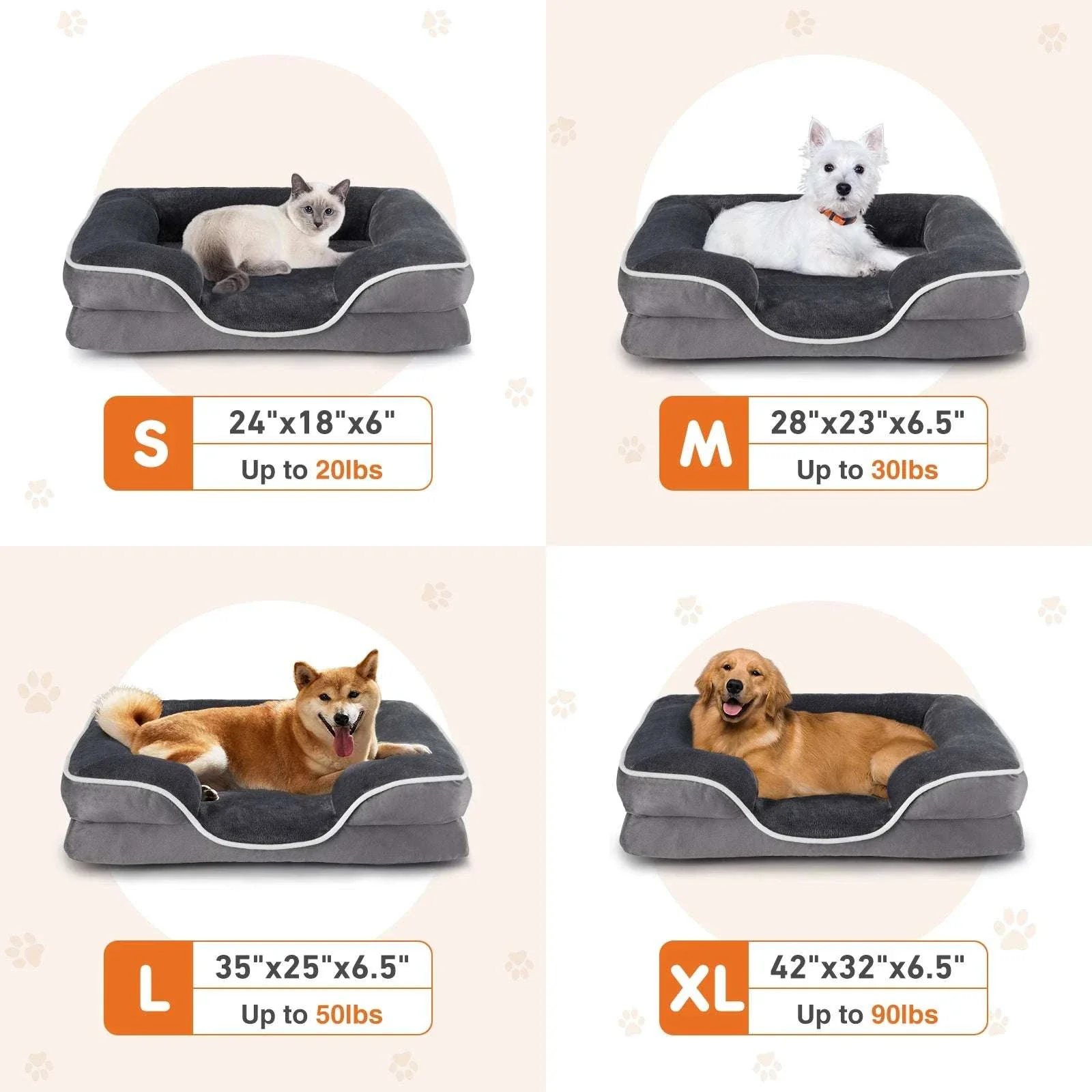 Orthopedic Memory Foam Dog Bed with Washable Cover & Non-Slip Base - Image 3
