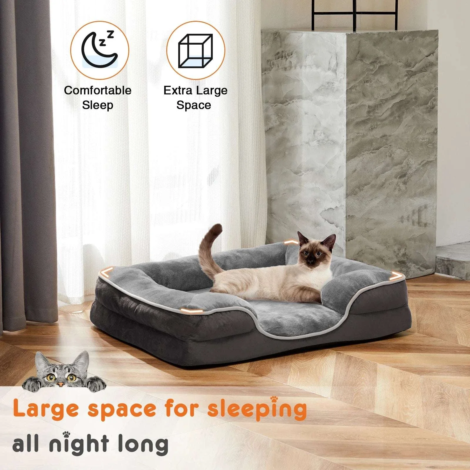 Orthopedic Memory Foam Dog Bed with Washable Cover & Non-Slip Base - Image 6