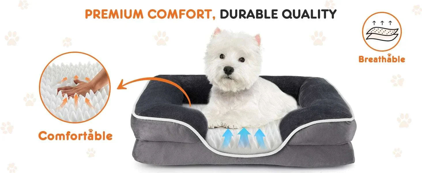 Orthopedic Memory Foam Dog Bed with Washable Cover & Non-Slip Base - Image 8