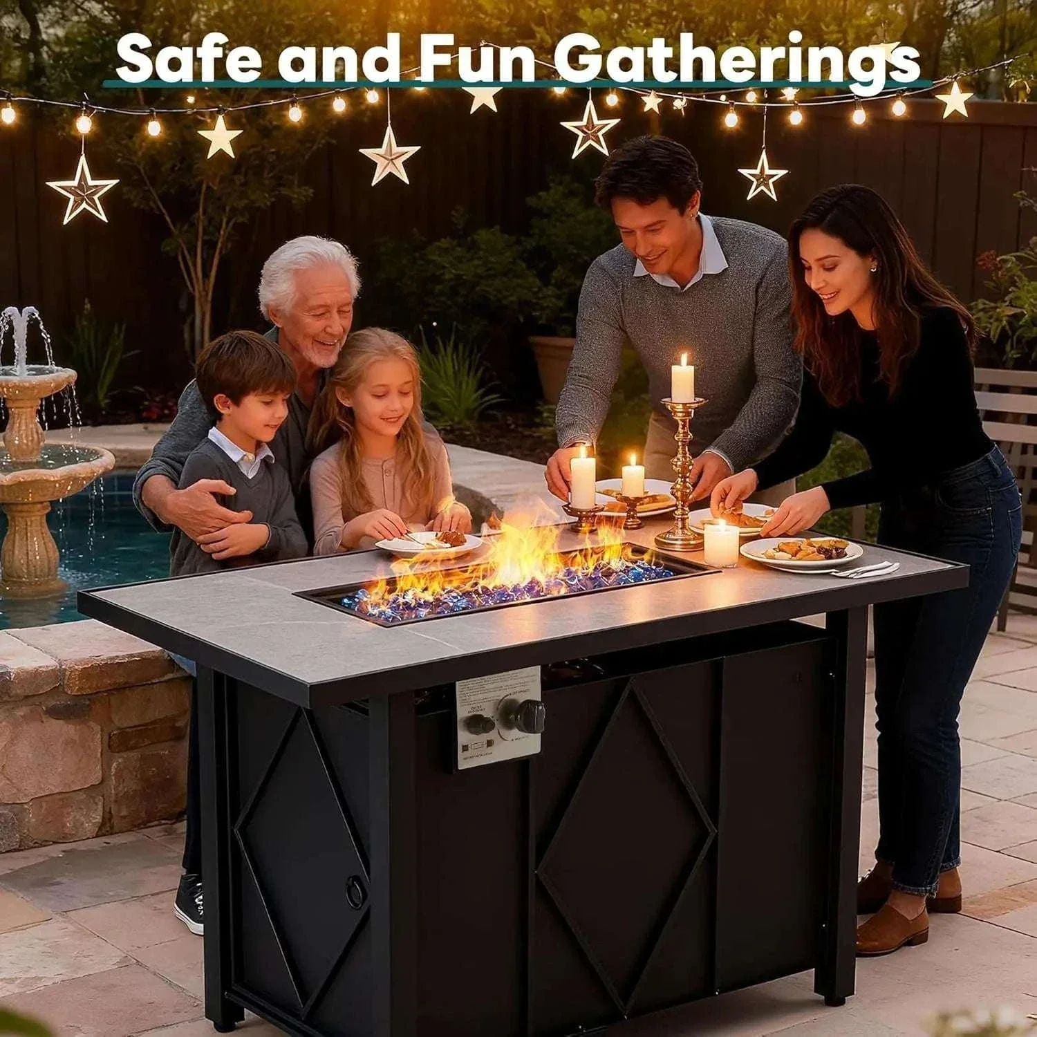 43" Propane Fire Pit Table 50,000 BTU Outdoor Patio Heater - Image 6