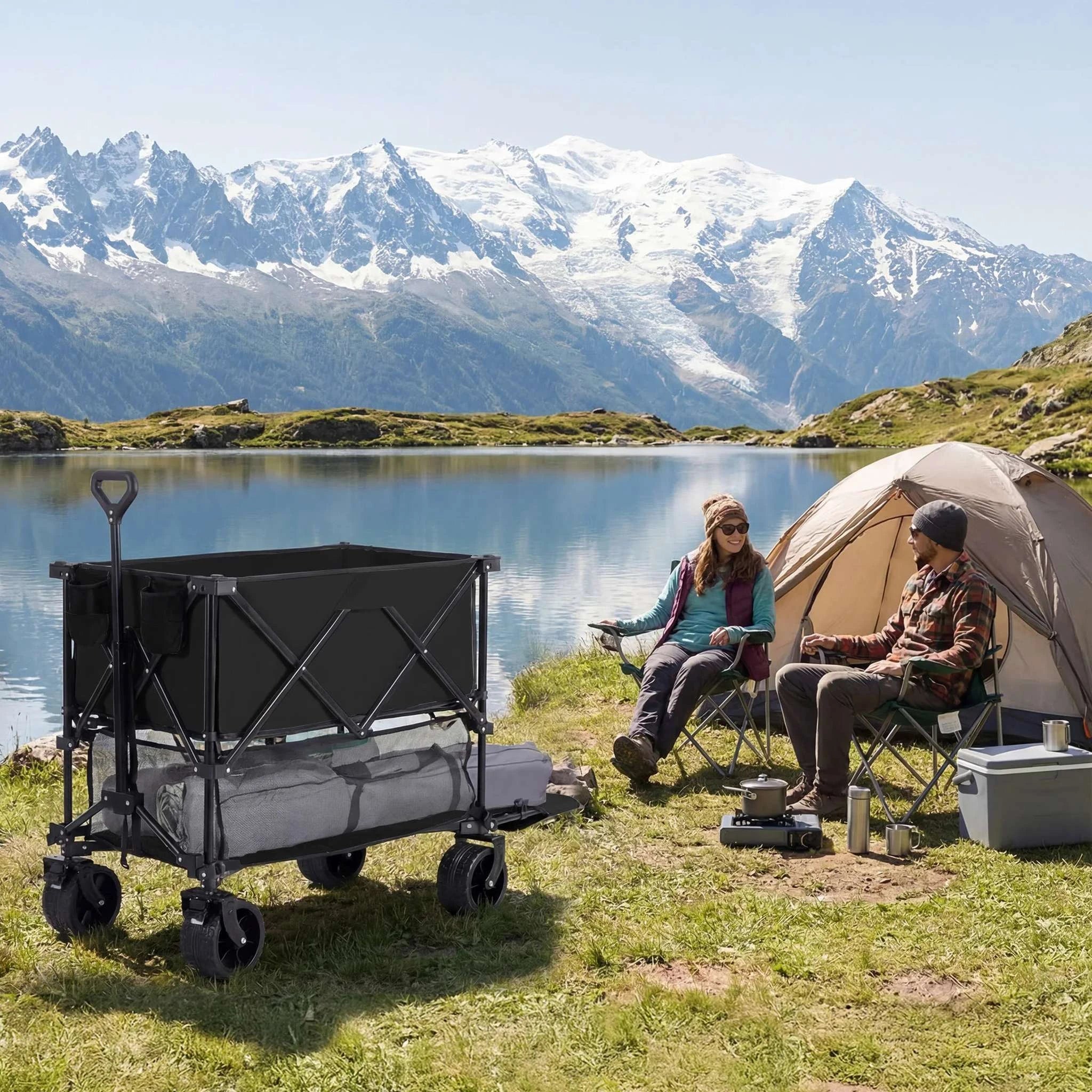 Collapsible Double Decker Wagon Cart 440lbs Heavy Duty Capacity