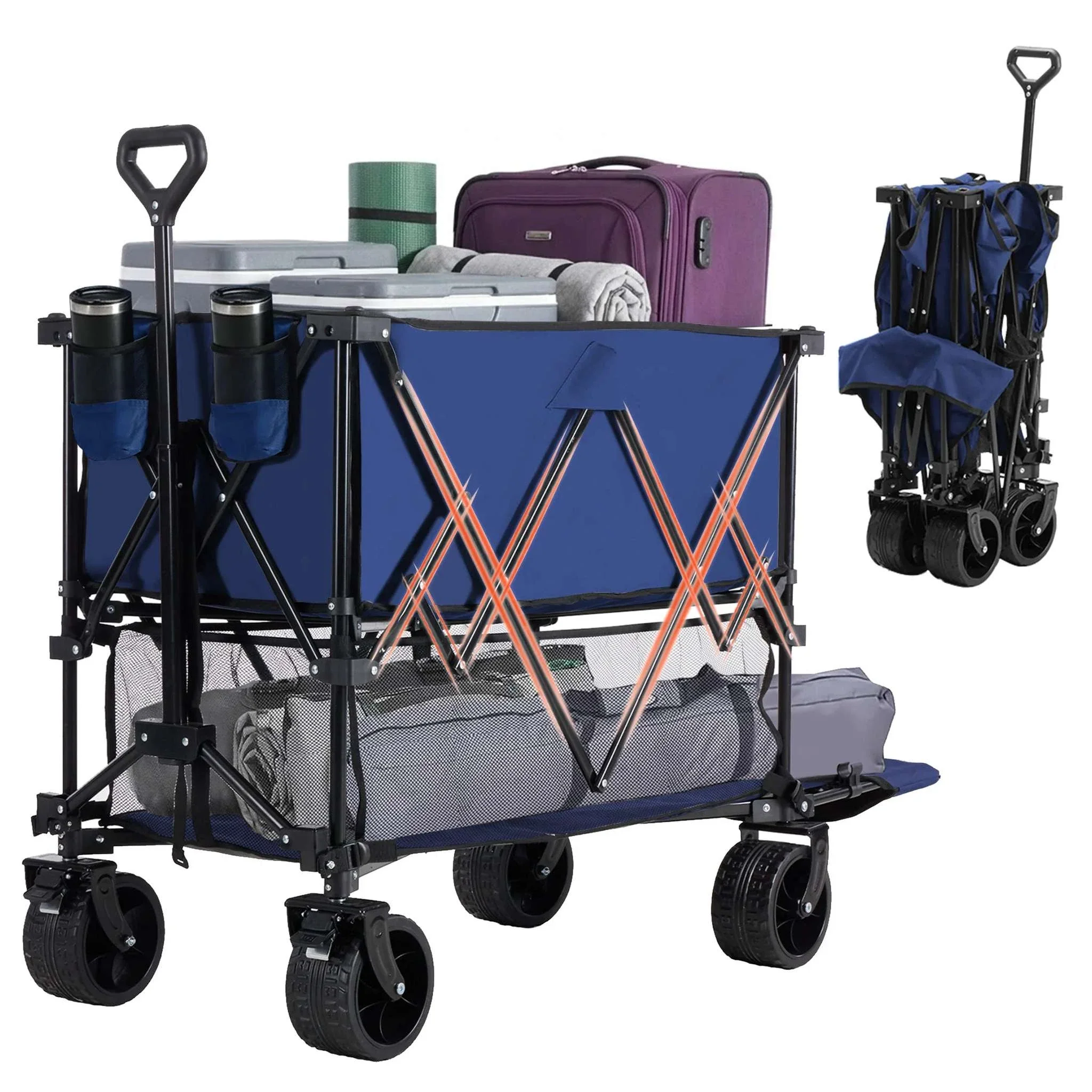 Collapsible Double Decker Wagon Cart 440lbs Heavy Duty Capacity - Image 16