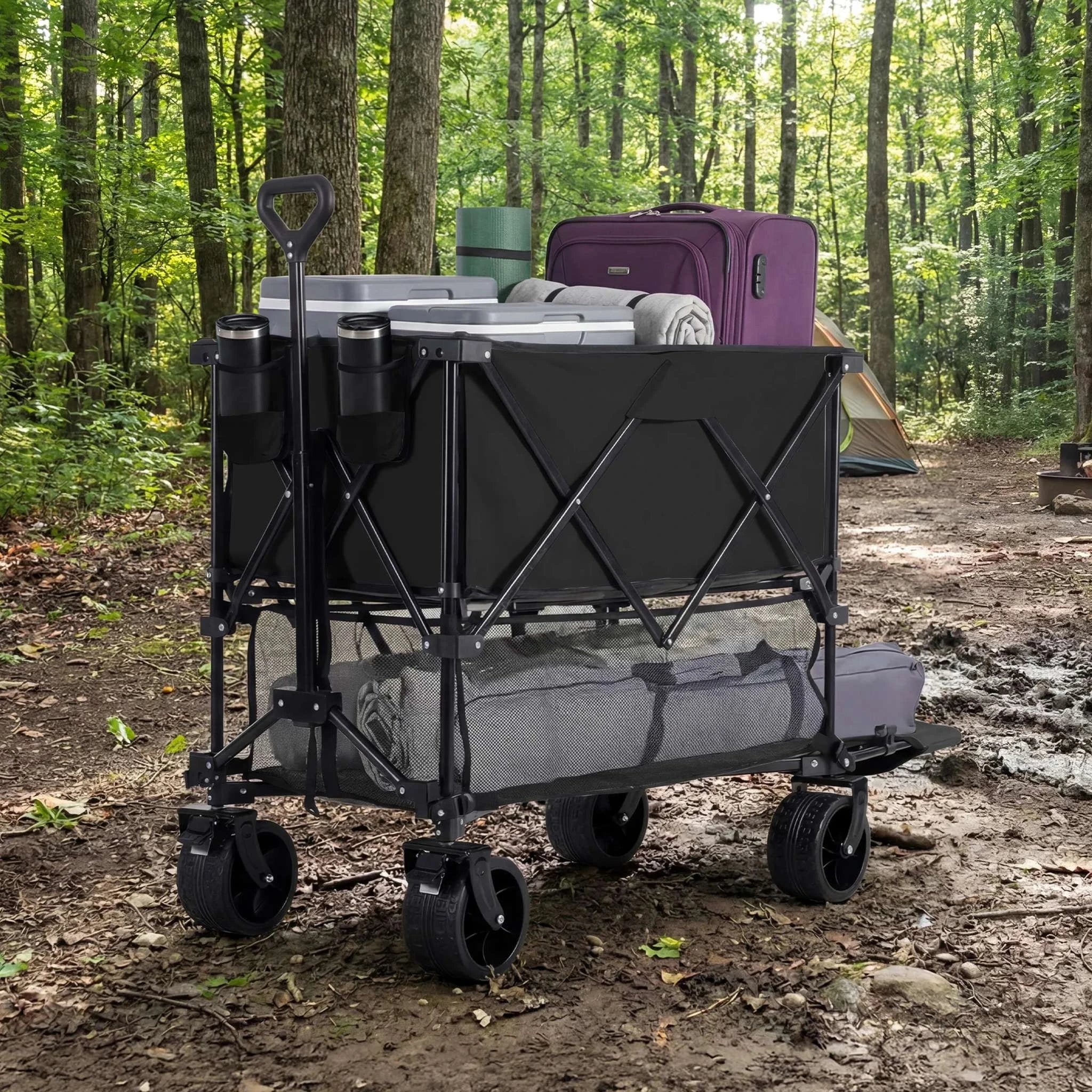 Collapsible Double Decker Wagon Cart 440lbs Heavy Duty Capacity - Image 2
