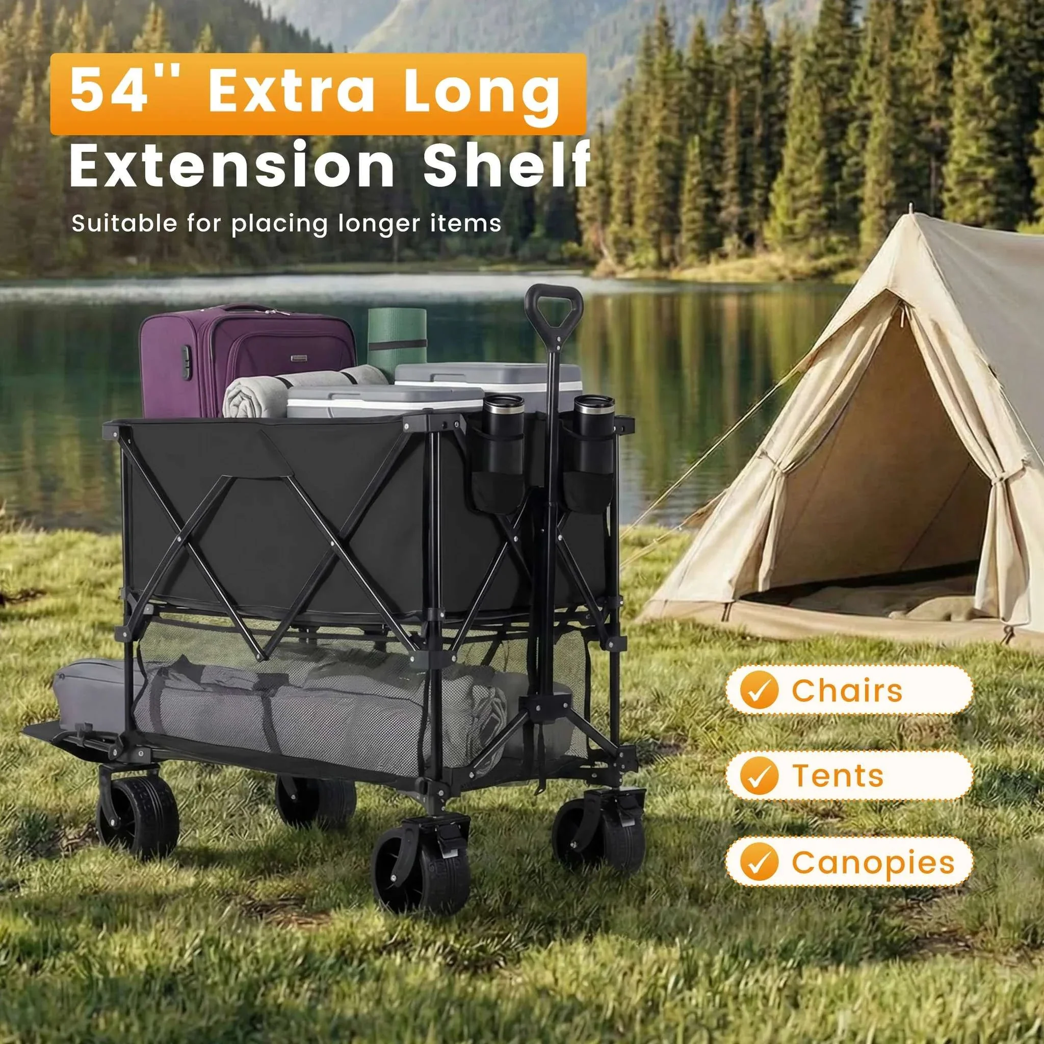 Collapsible Double Decker Wagon Cart 440lbs Heavy Duty Capacity - Image 3