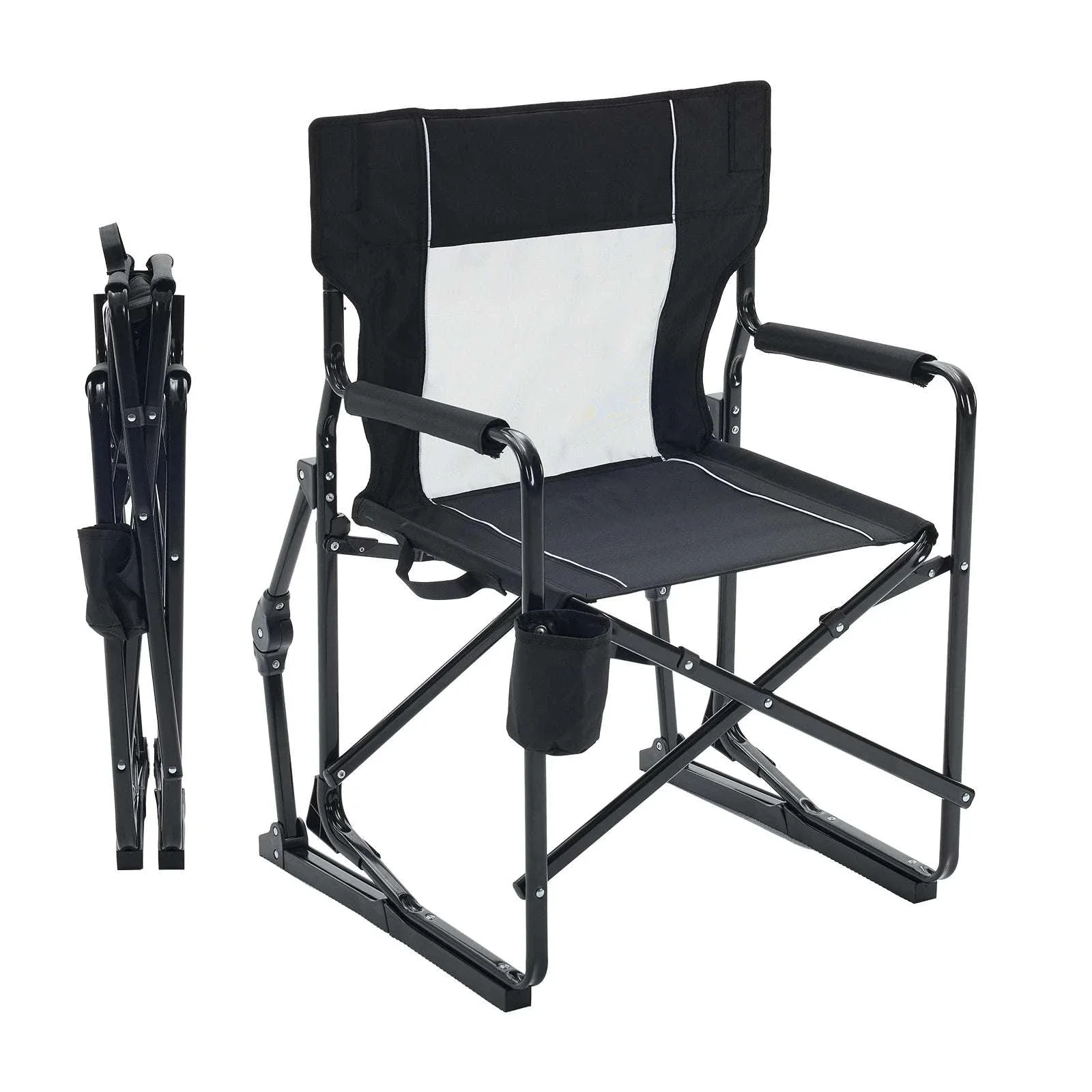 Folding Camping Rocking Chair with Mesh Back & Cup Holder - Image 13